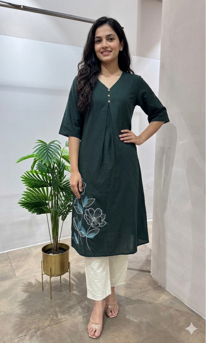 GREEN floral kurti top