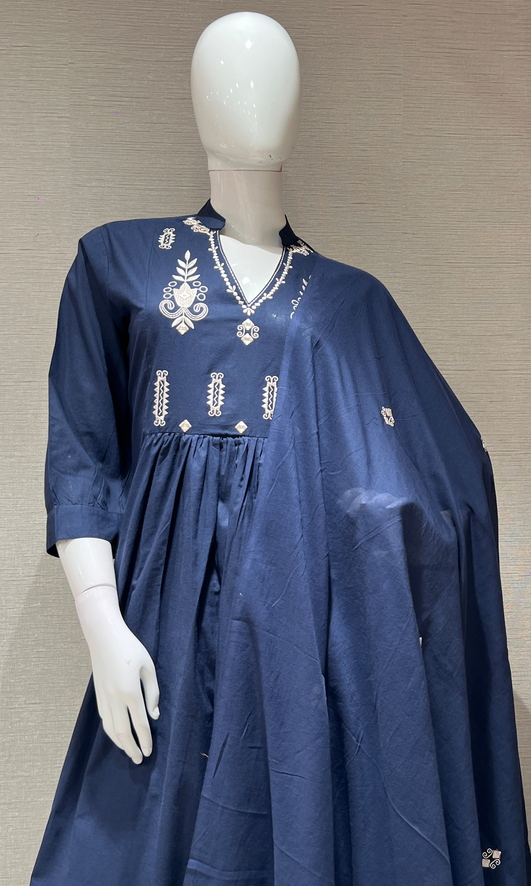 blue Chanderi kurta set