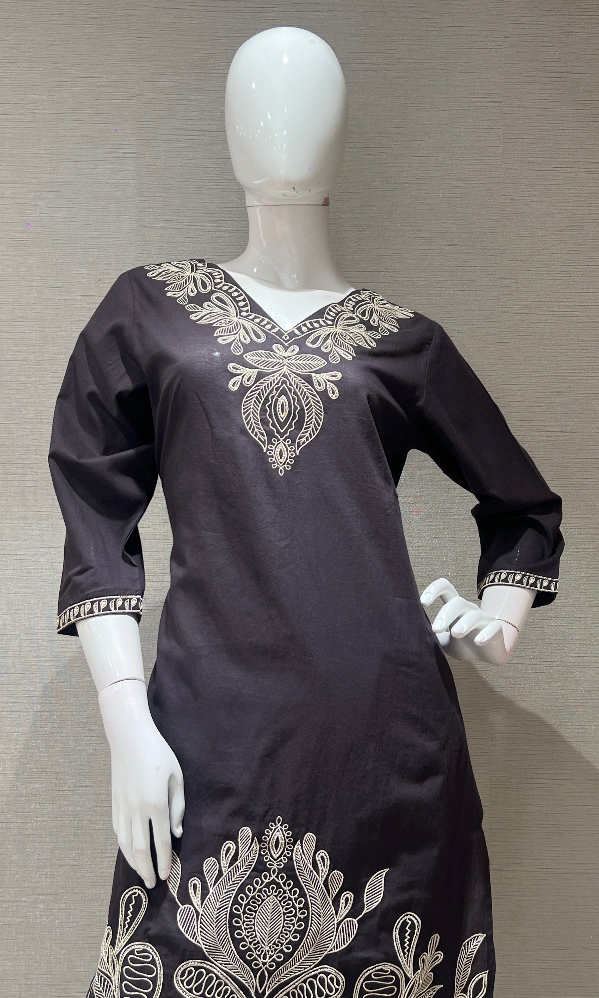 Grey EMBROIDERED kurta set