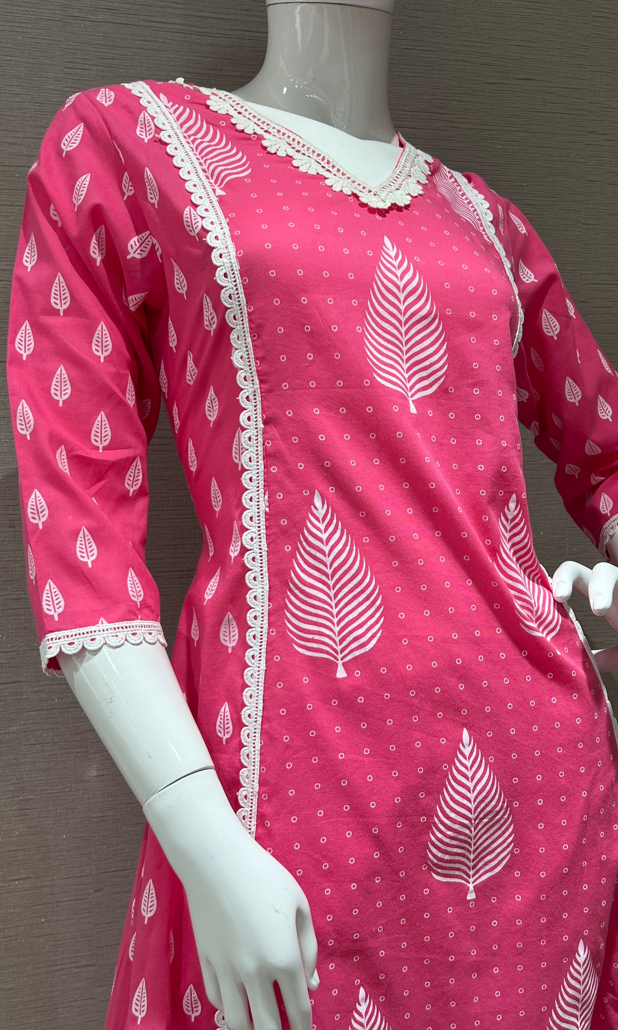 Pink kurta set with bag 3223
