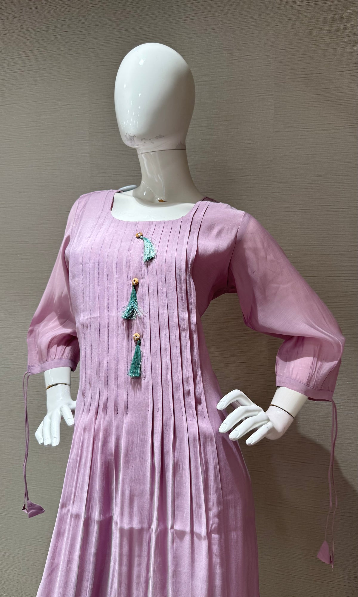 Lavander cotton Kurti top with blue Florals