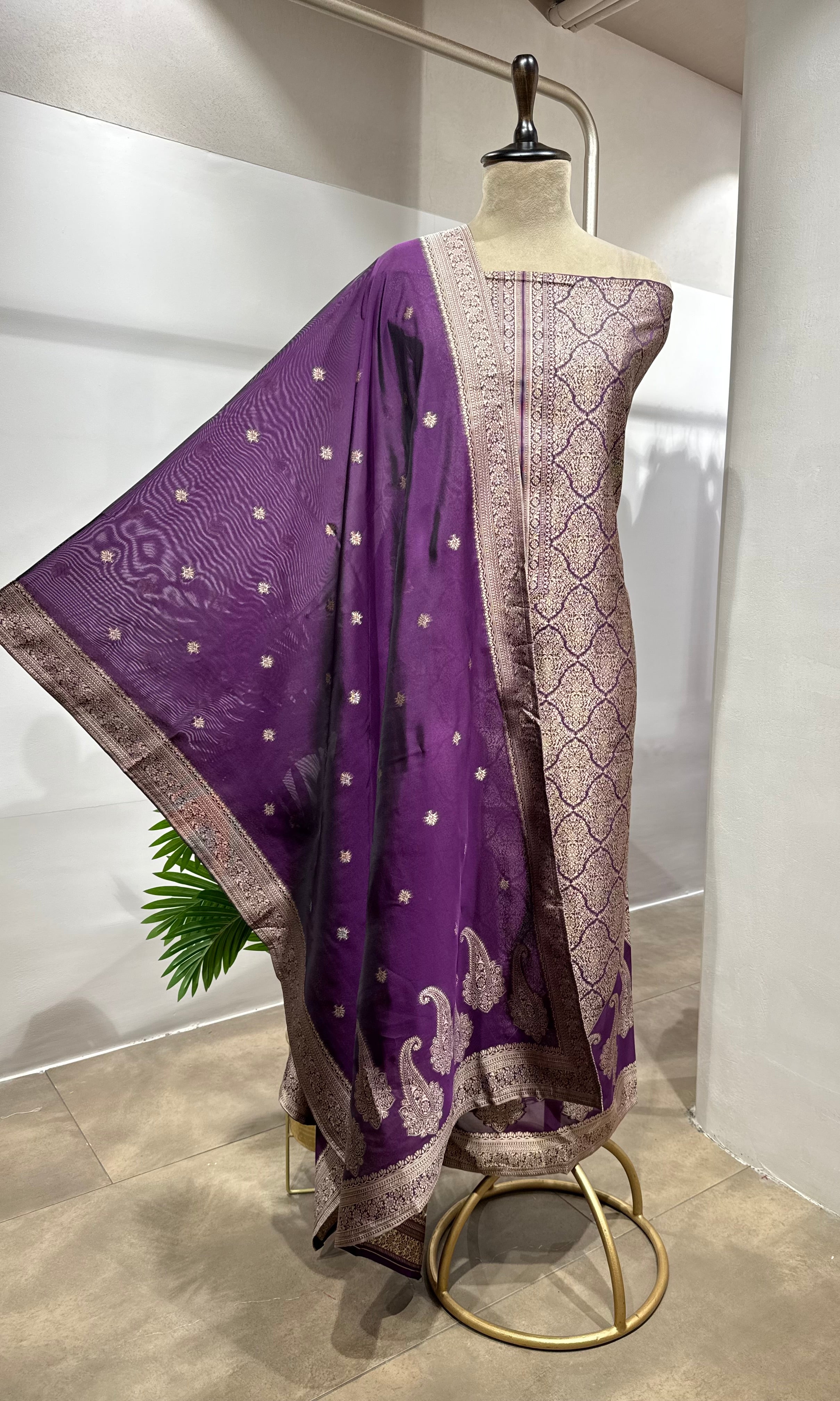 Wine Banarasi Silk DRESS MATERIAL