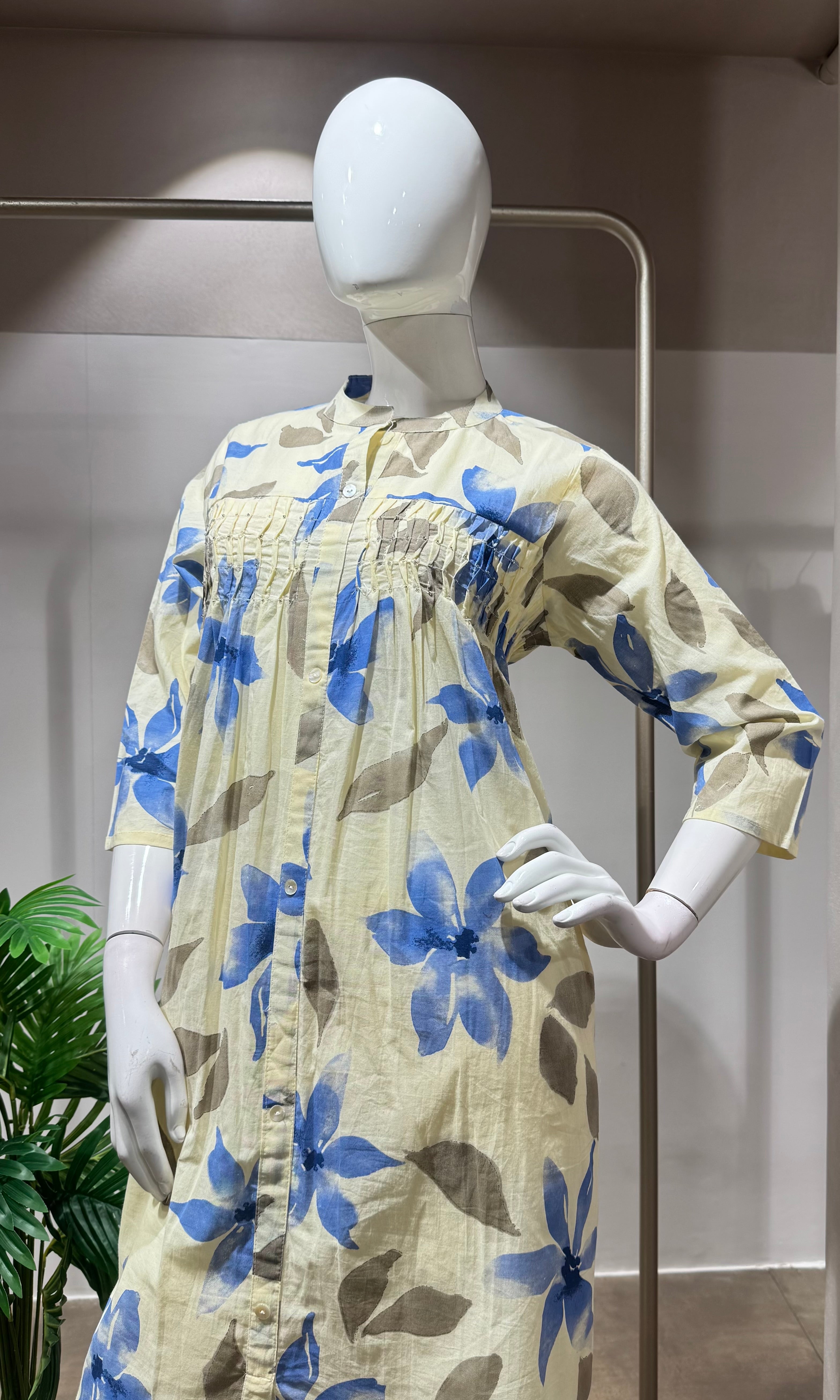 Blue floral spring summer kurta set