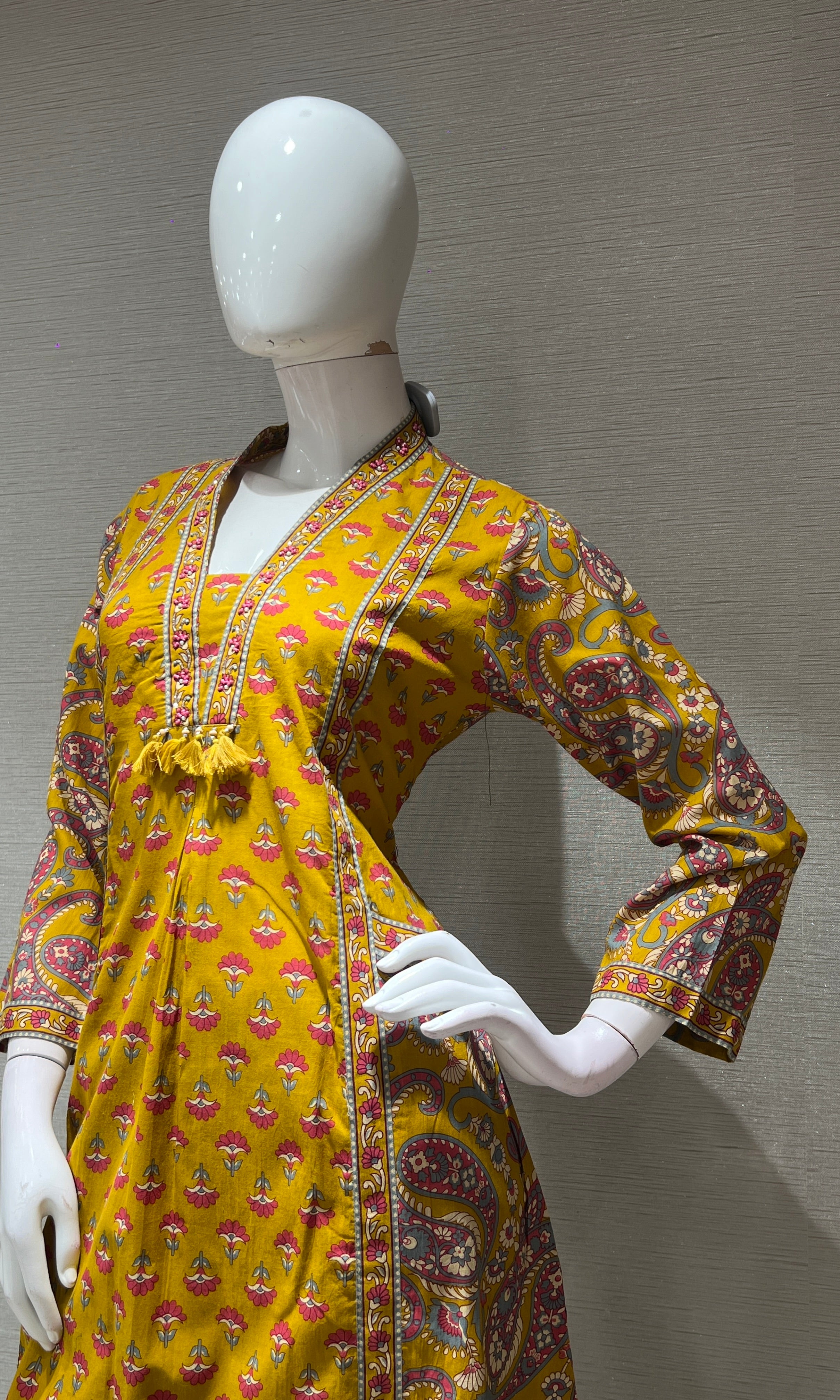 Mustard yellow KURTA SET WITH PALAZZO PANTS