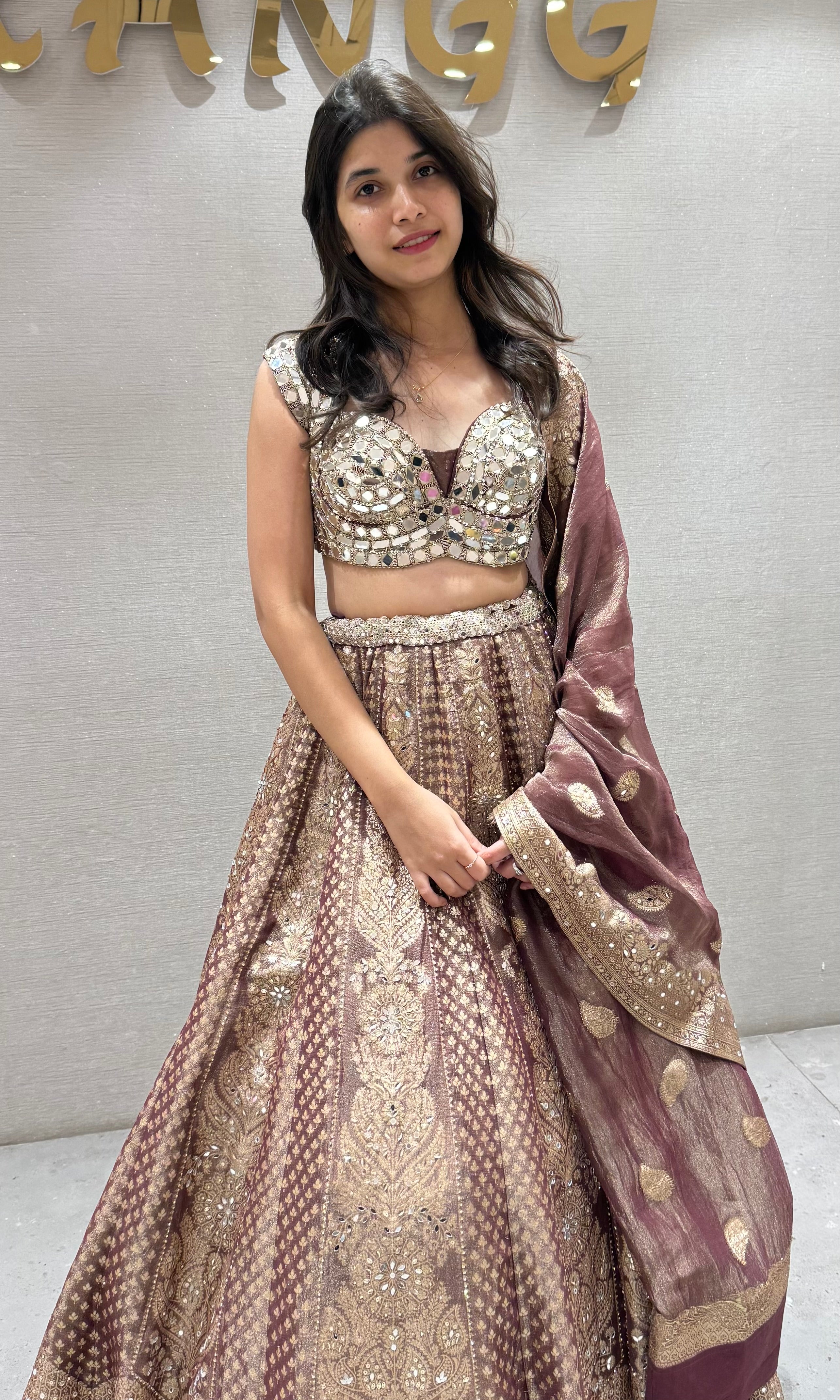Wine Silk Embroidered Lehenga Set
