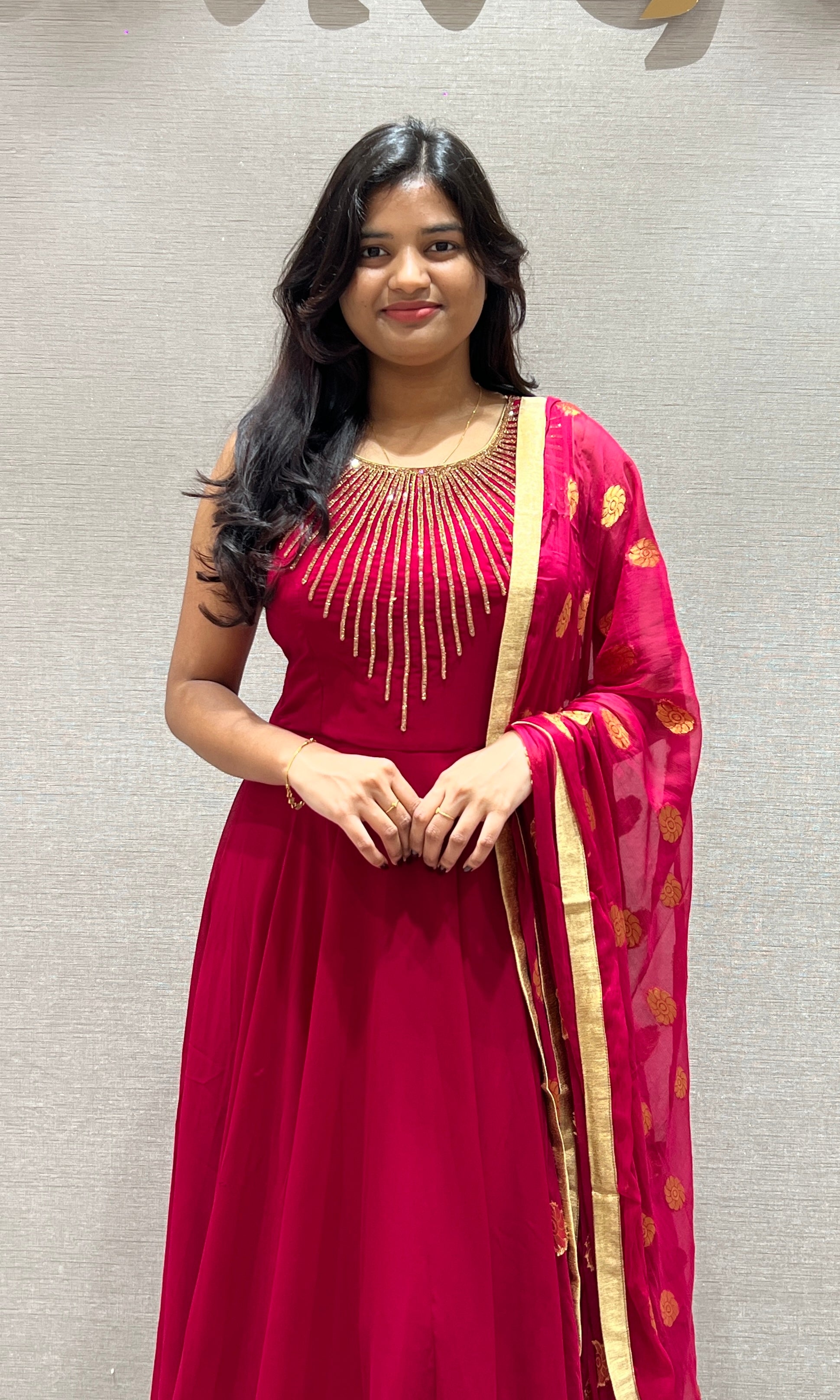 Pink Georgette long dress