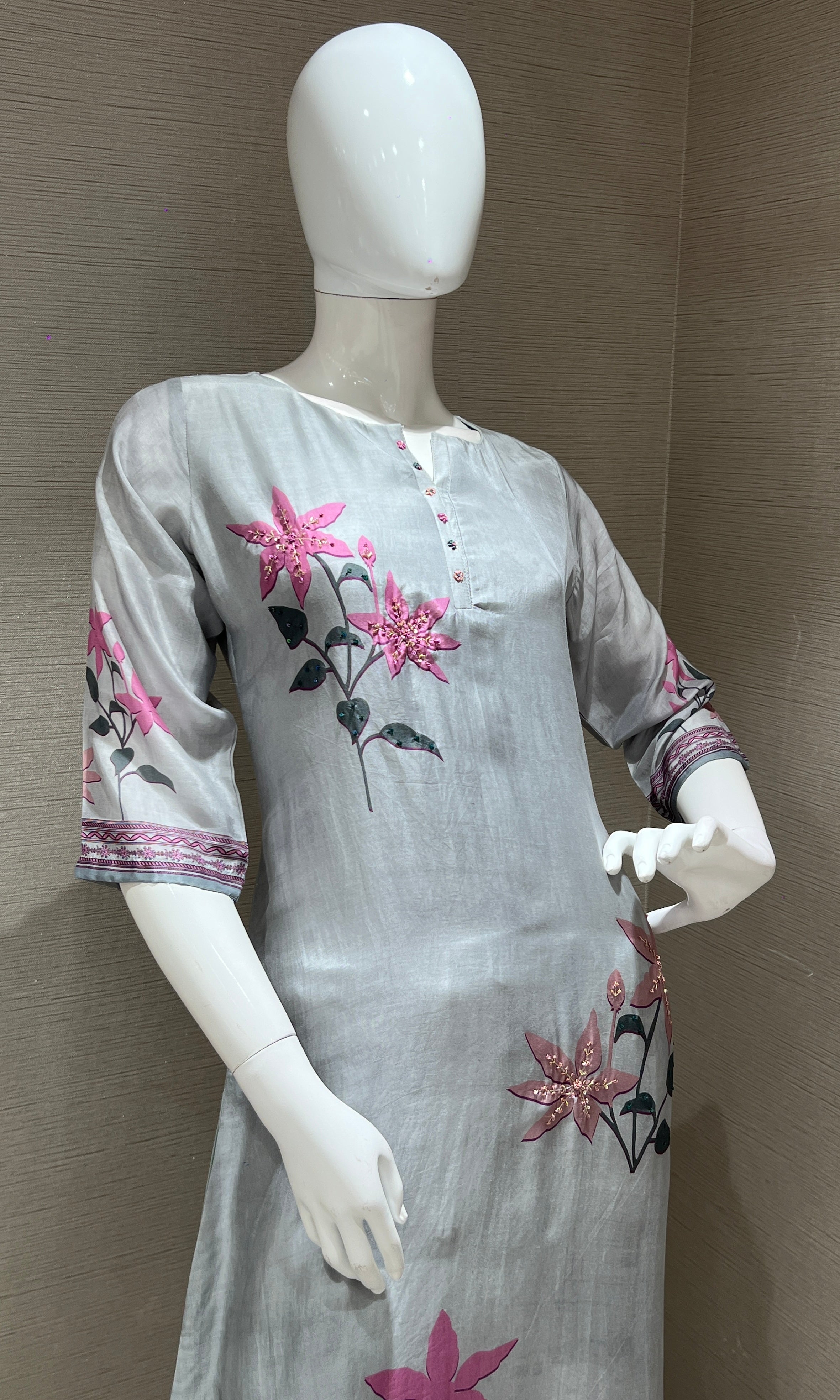 Grey floral print Kurti top