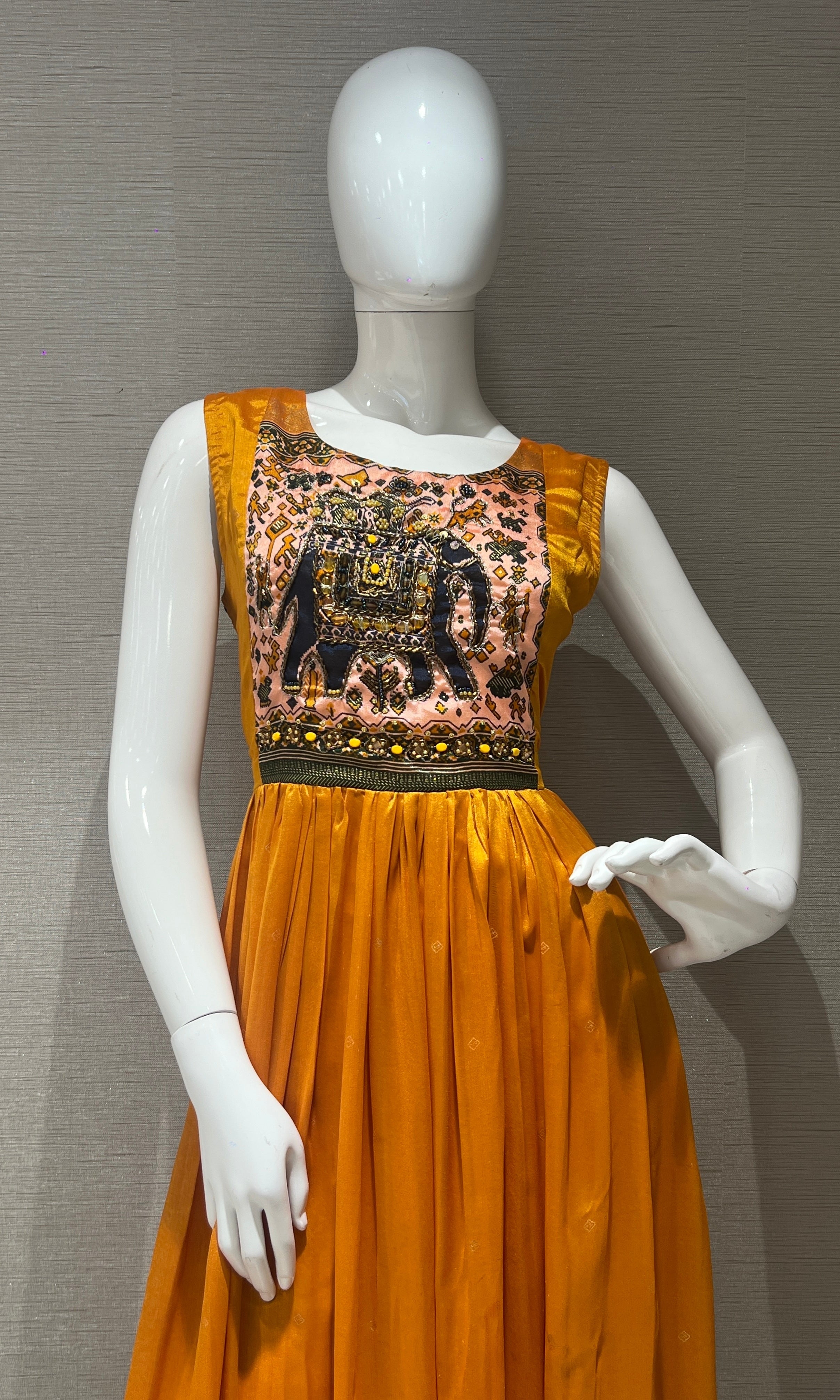 Mustard yellow ELEPHANT ETHNIC KURTI TOP