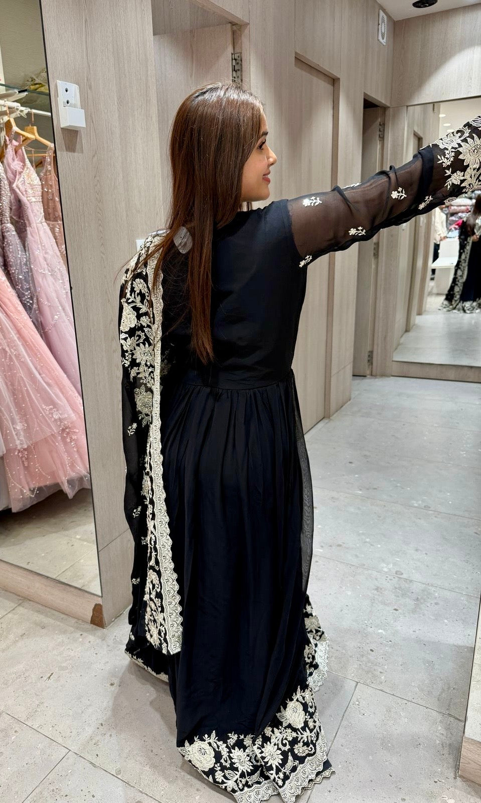 Black long dress with heavy dupatta