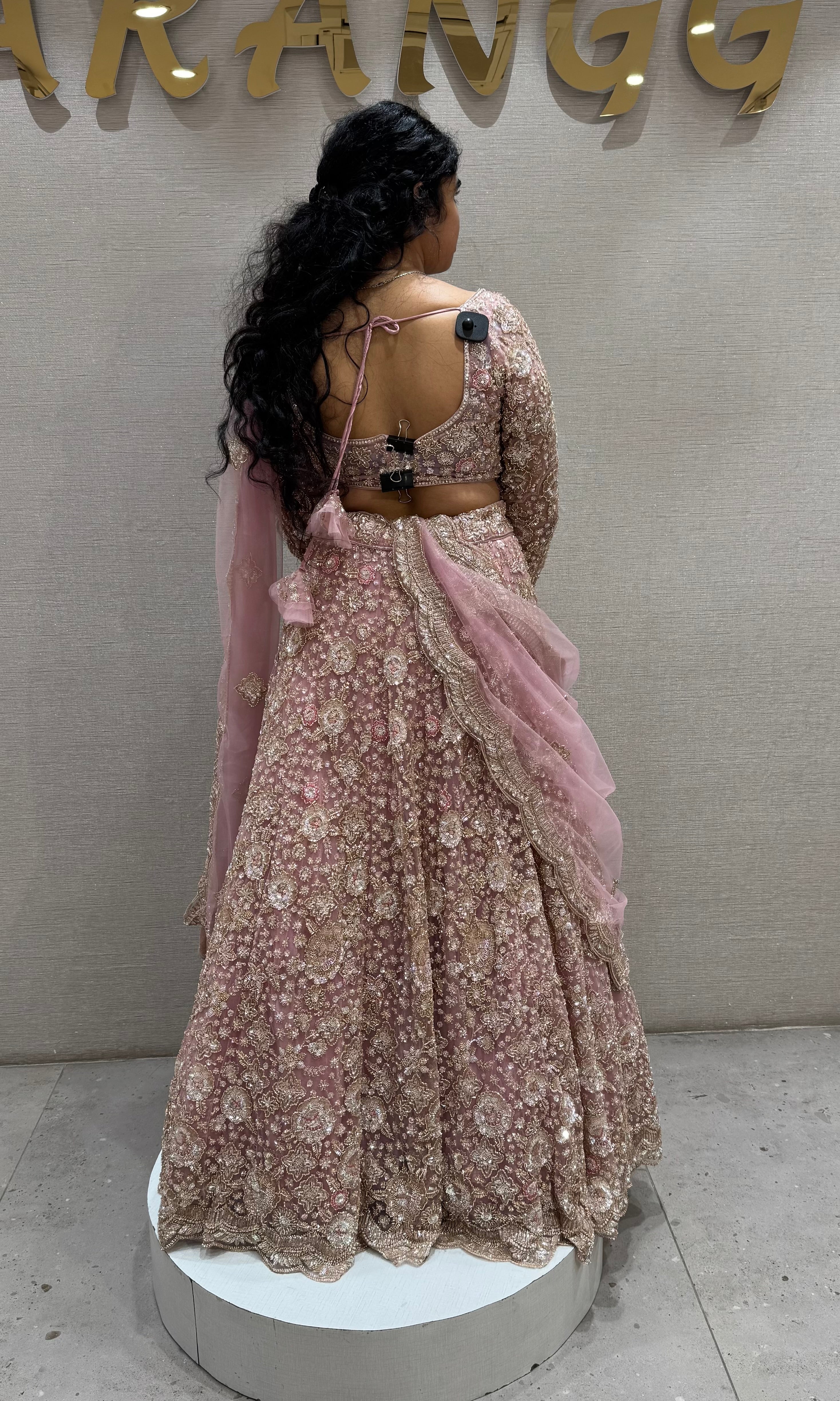 Onion pink Embroidered Net Lehenga Set