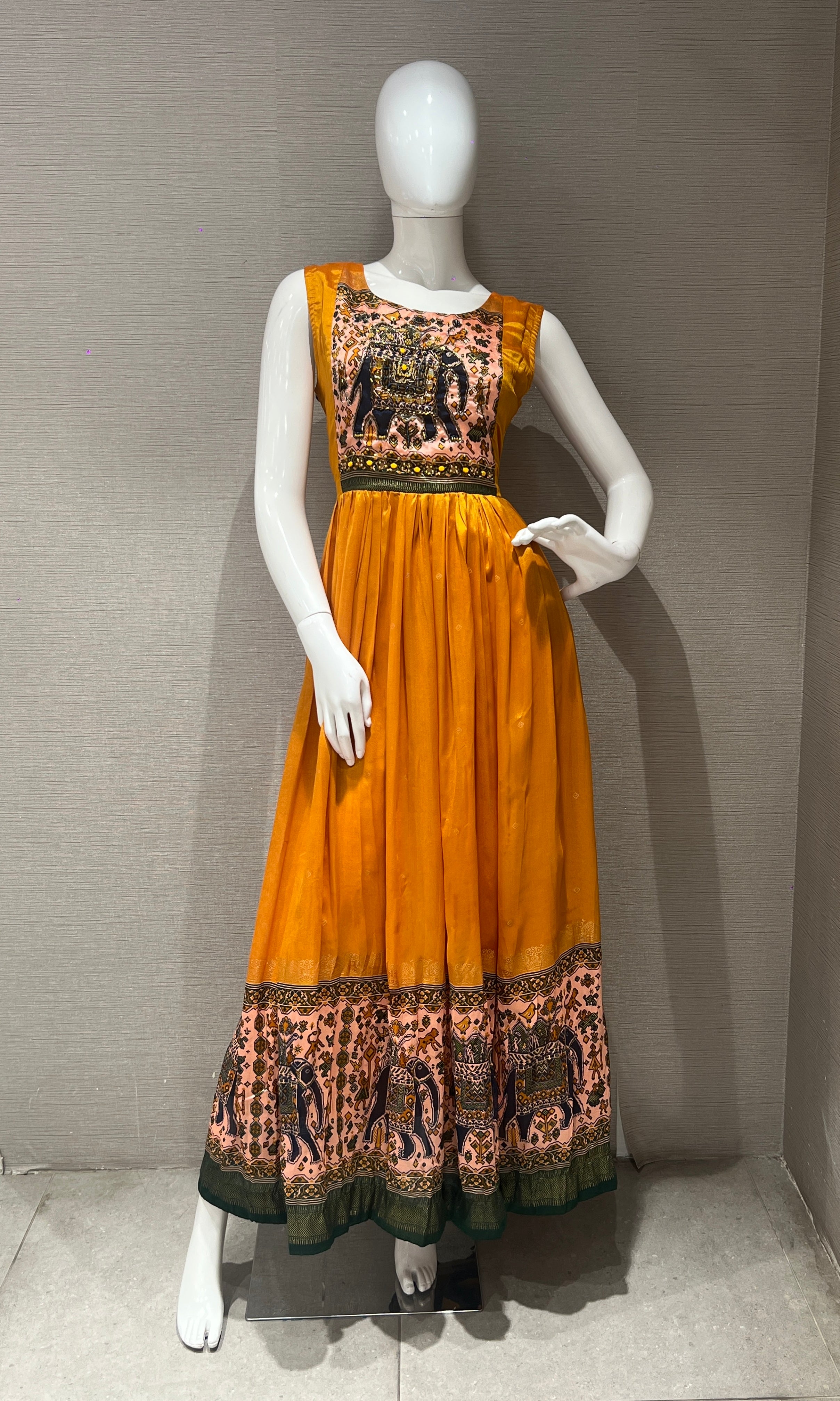 Yellow Anarkali long dress only top