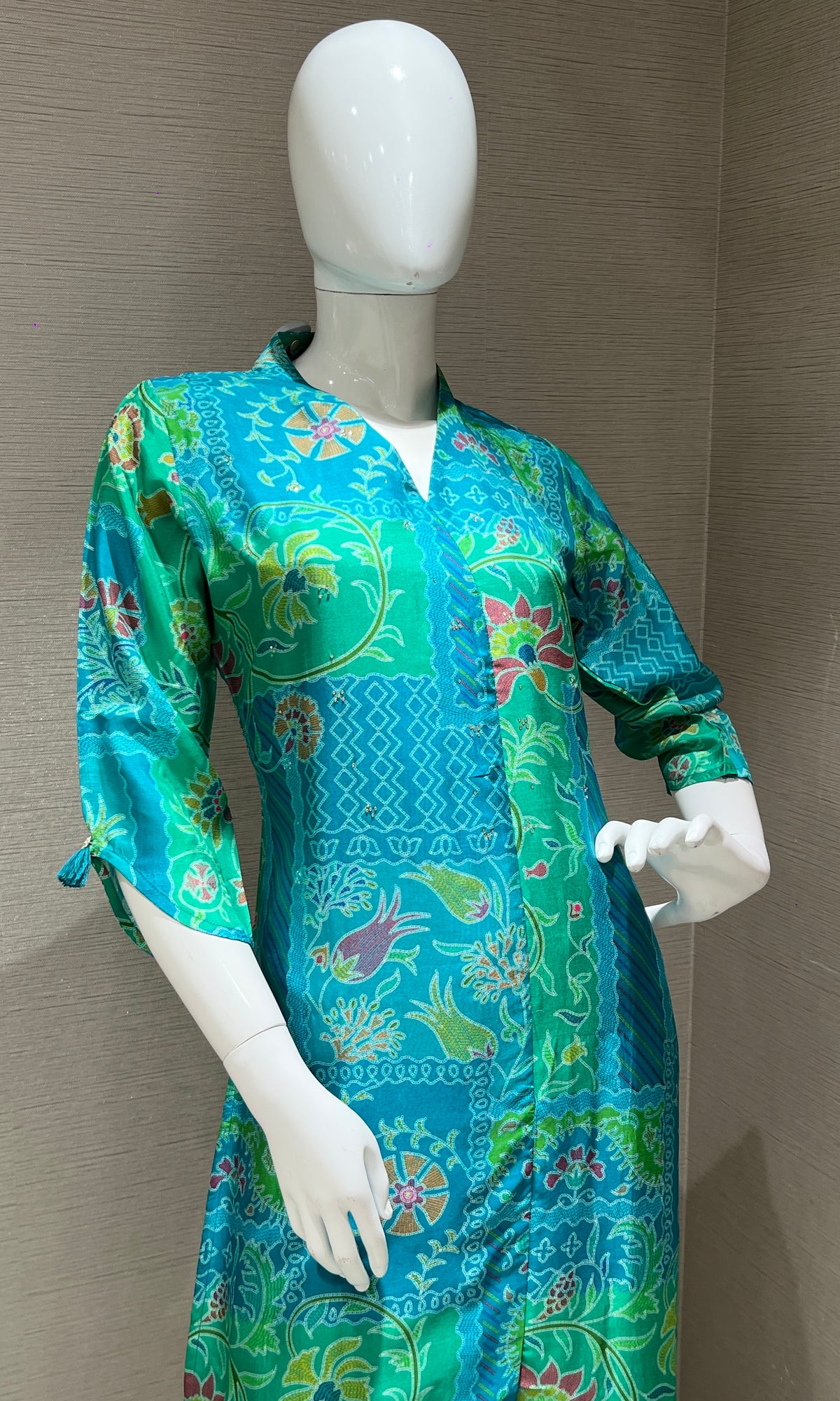 green printed kurti top