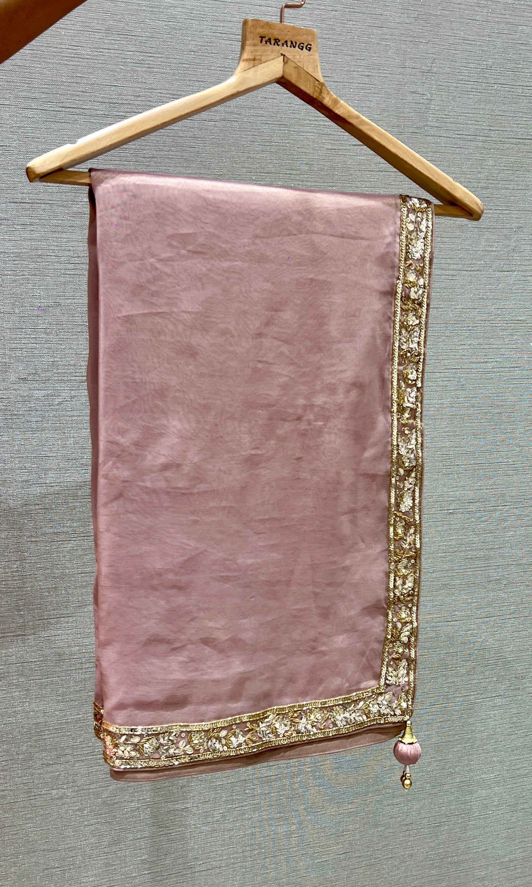 Blush Bloom Hand-Embroidered Saree Set