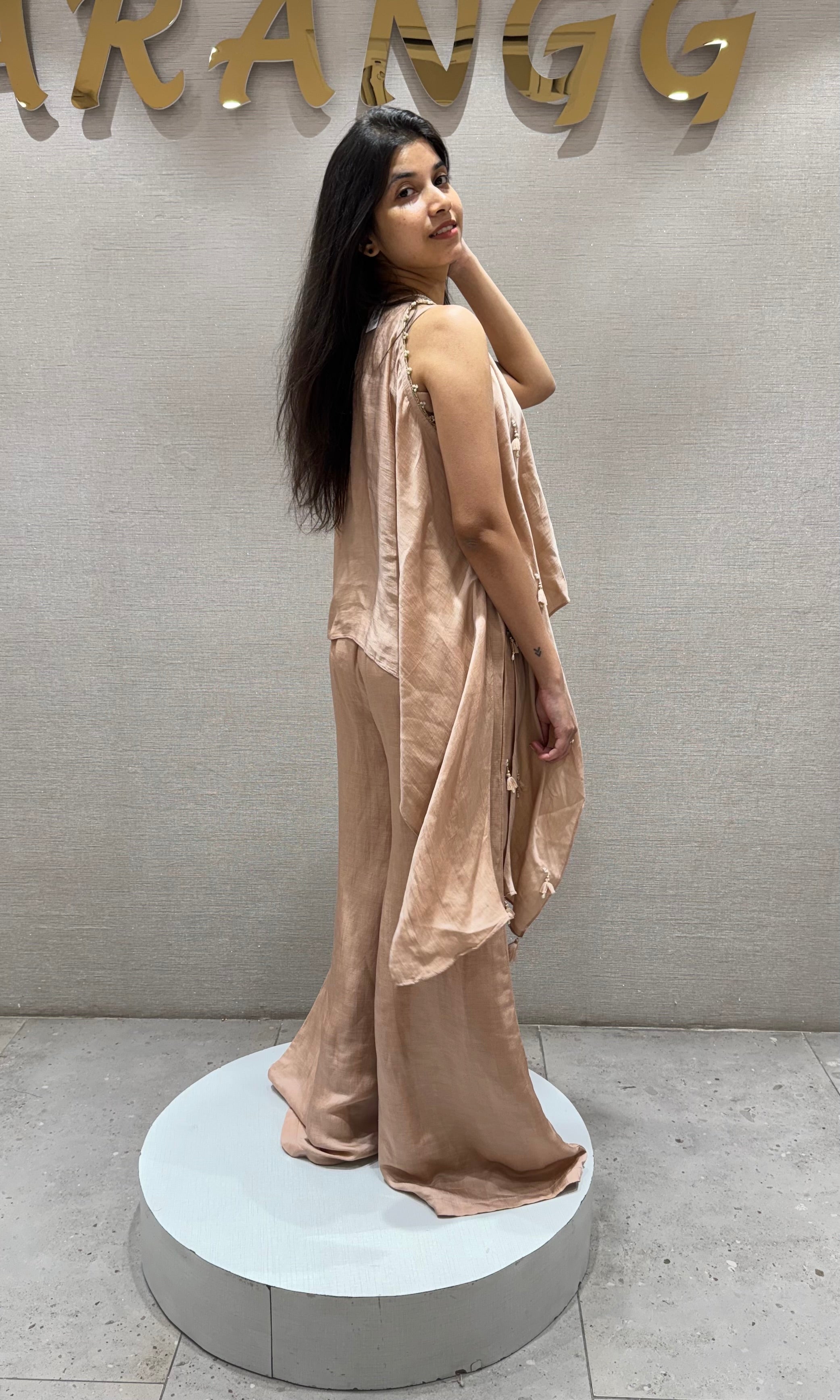 PEACH Embroidered PALAZZO Set