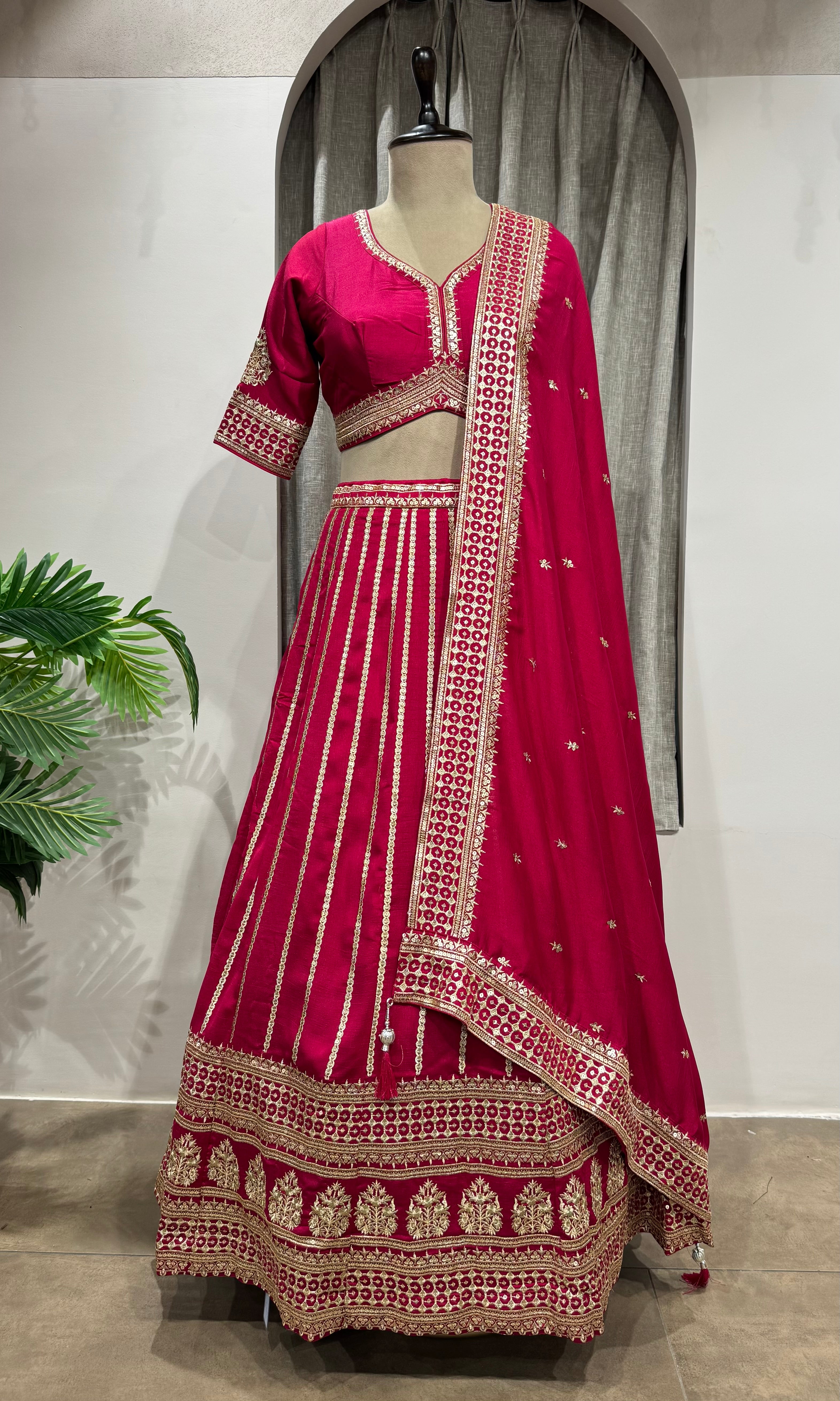 PINK Georgette Embroidery Lehenga set