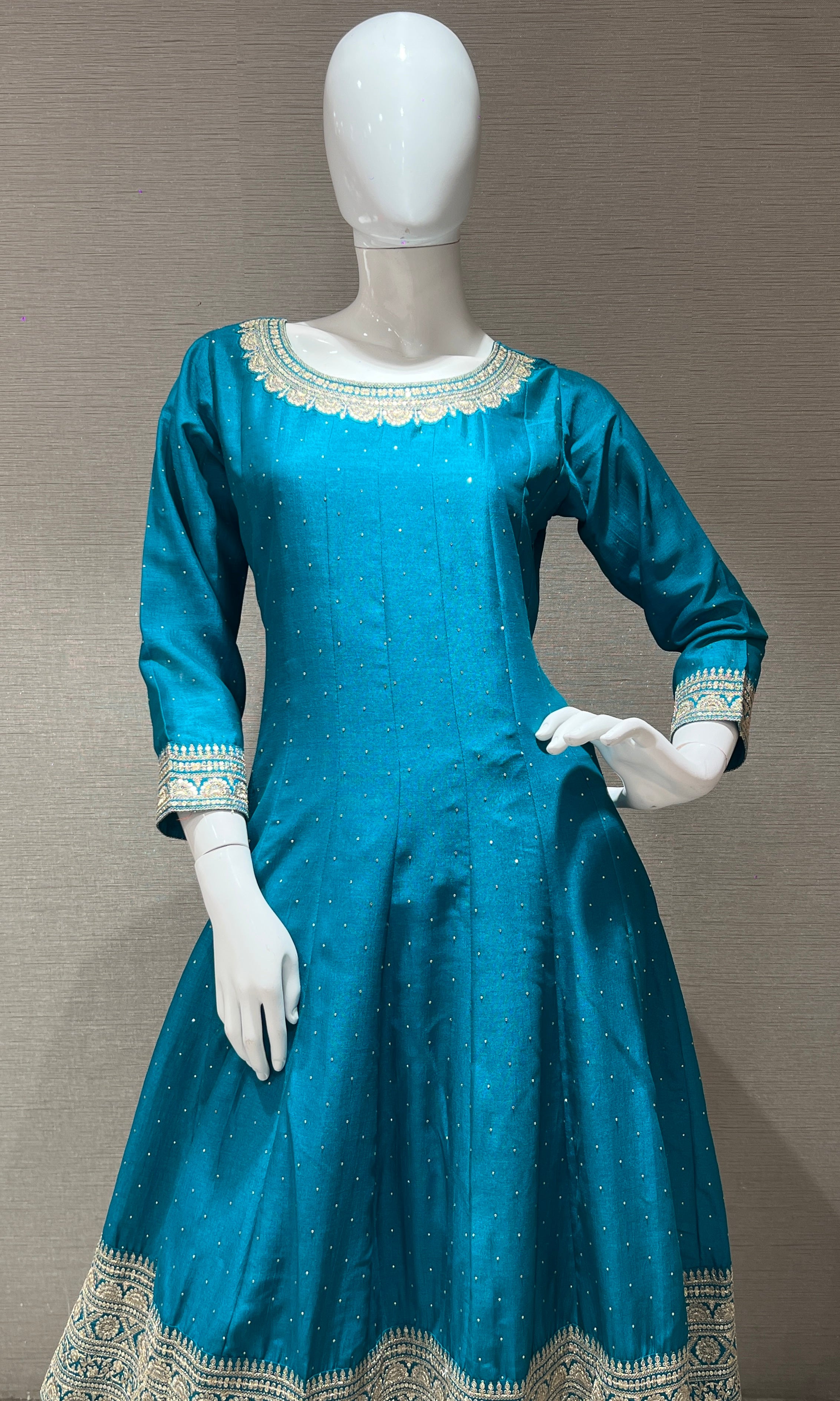 Blue Anarkali with palazzo pants