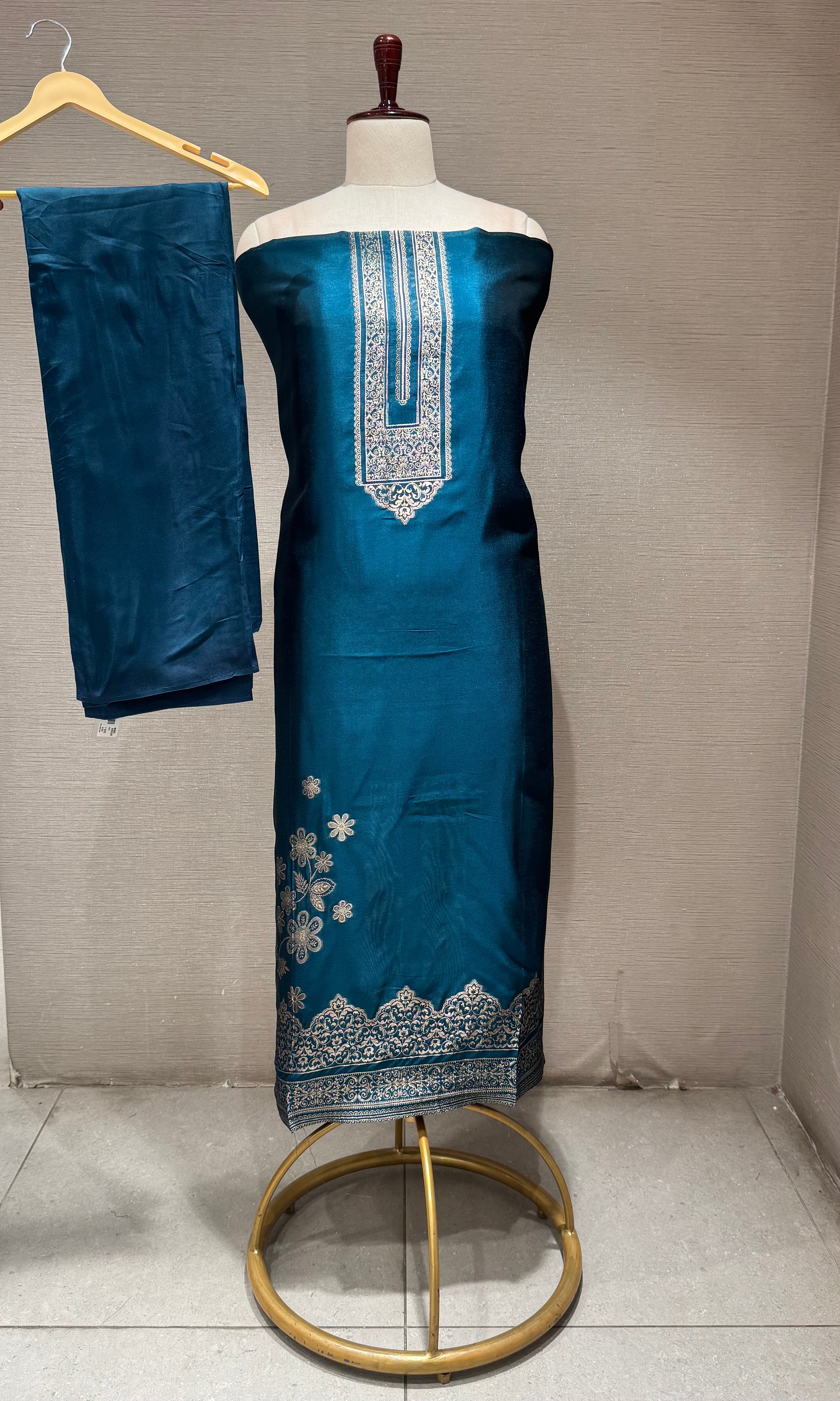 Blue Embroidered Salwar Dress material