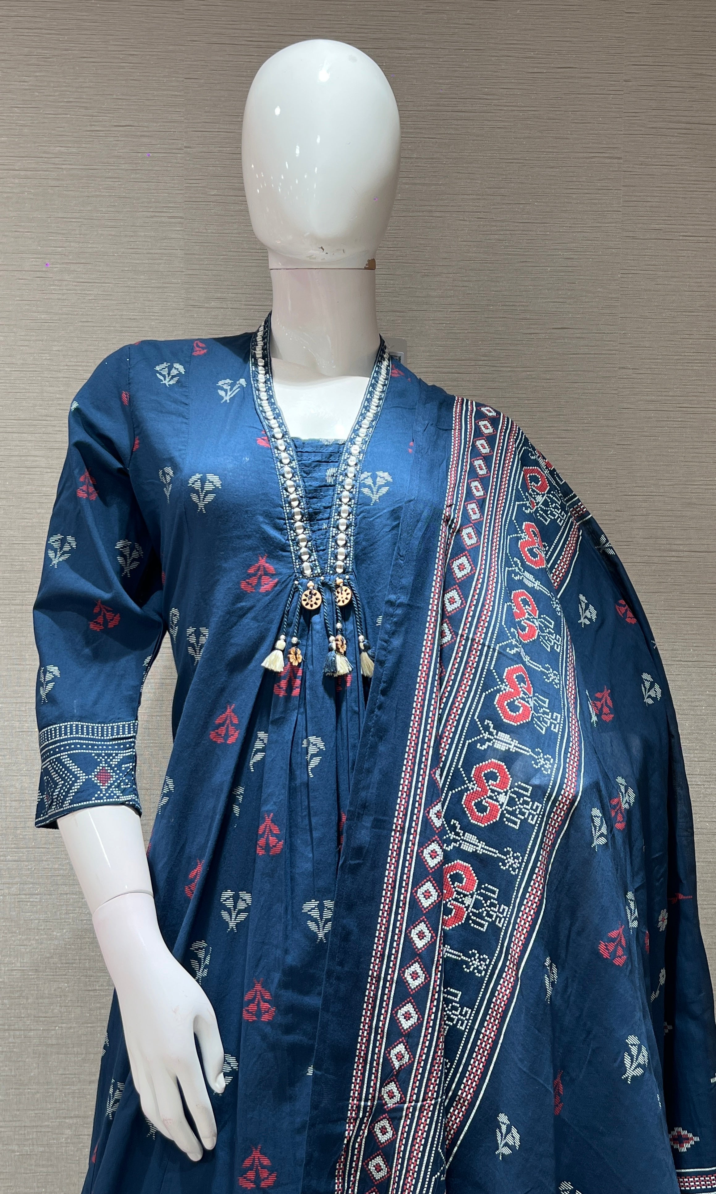 Blue ETHNIC MOTIF PRINTED KURTA SET