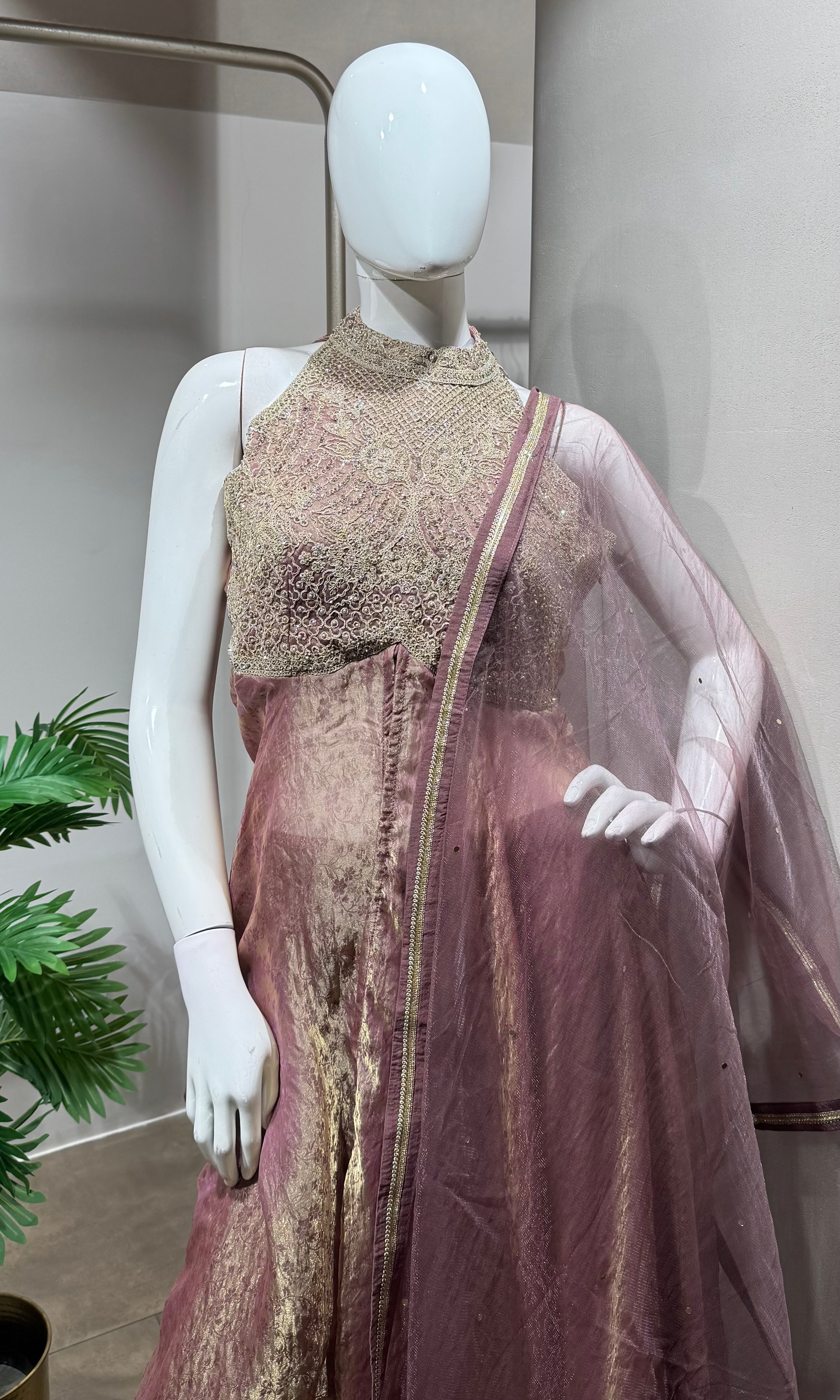moee Anarkali intricate embroidery palazzo set