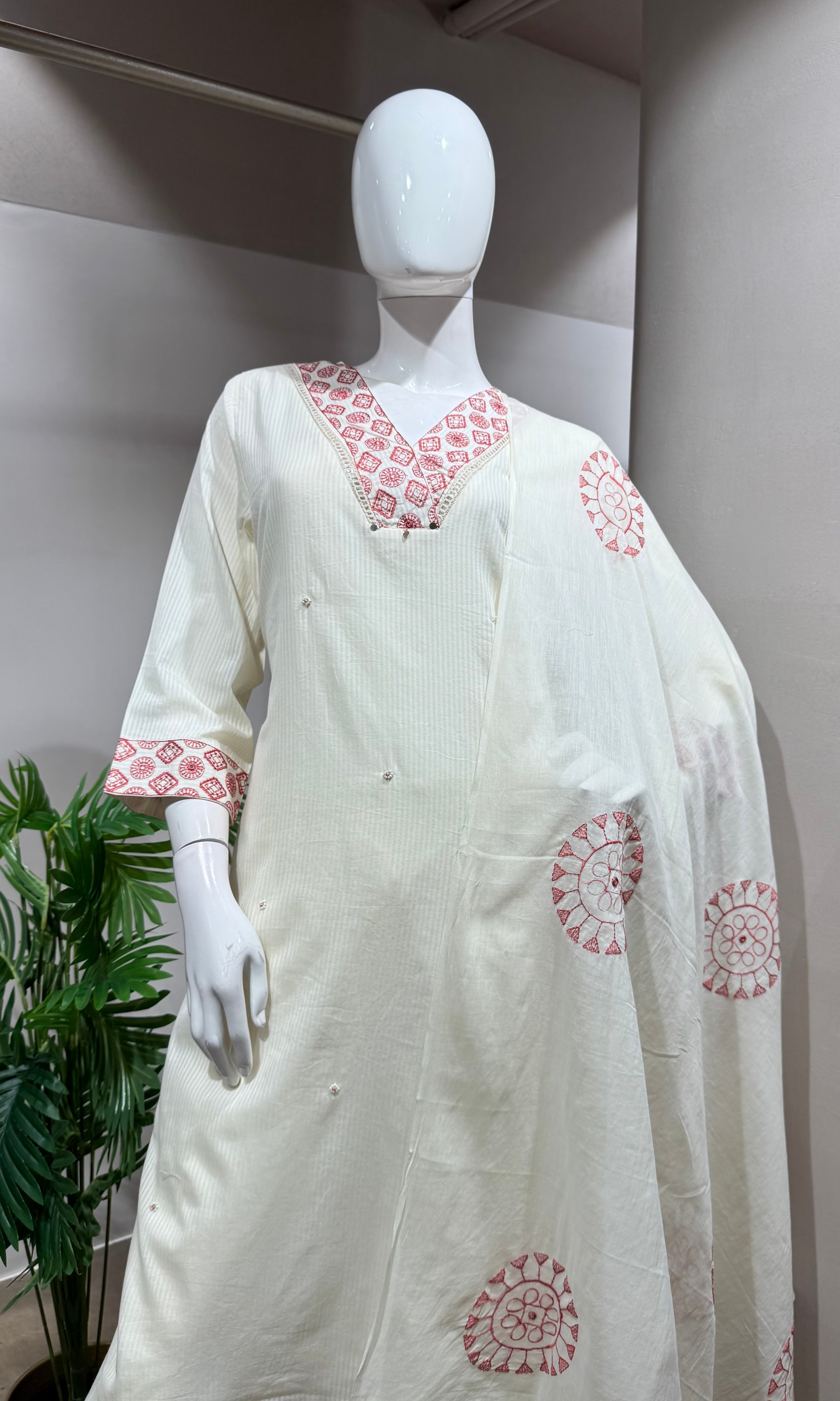 Pink Floral Embroidered Kurta Set