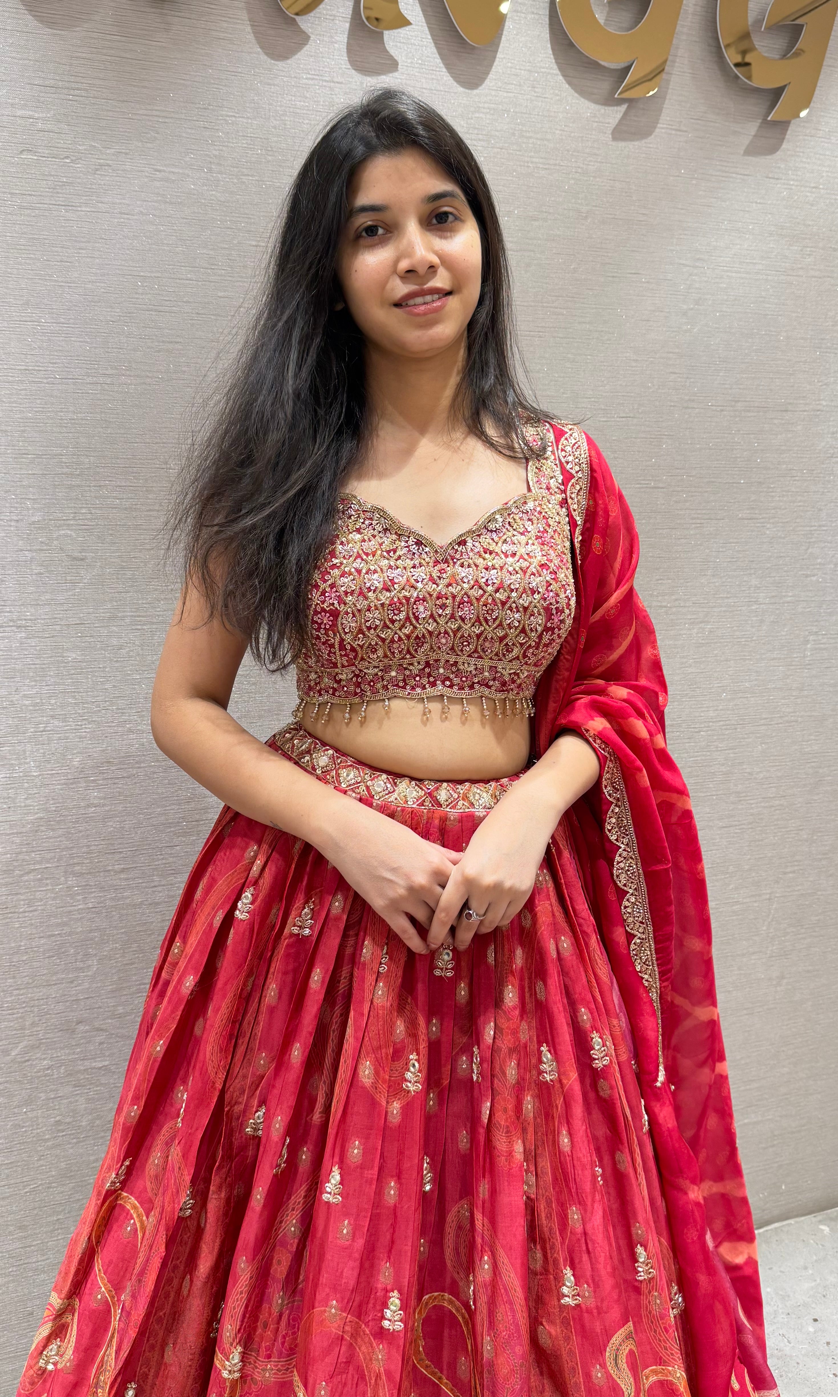 RED AND Gold Embroidered LEHENGA Set