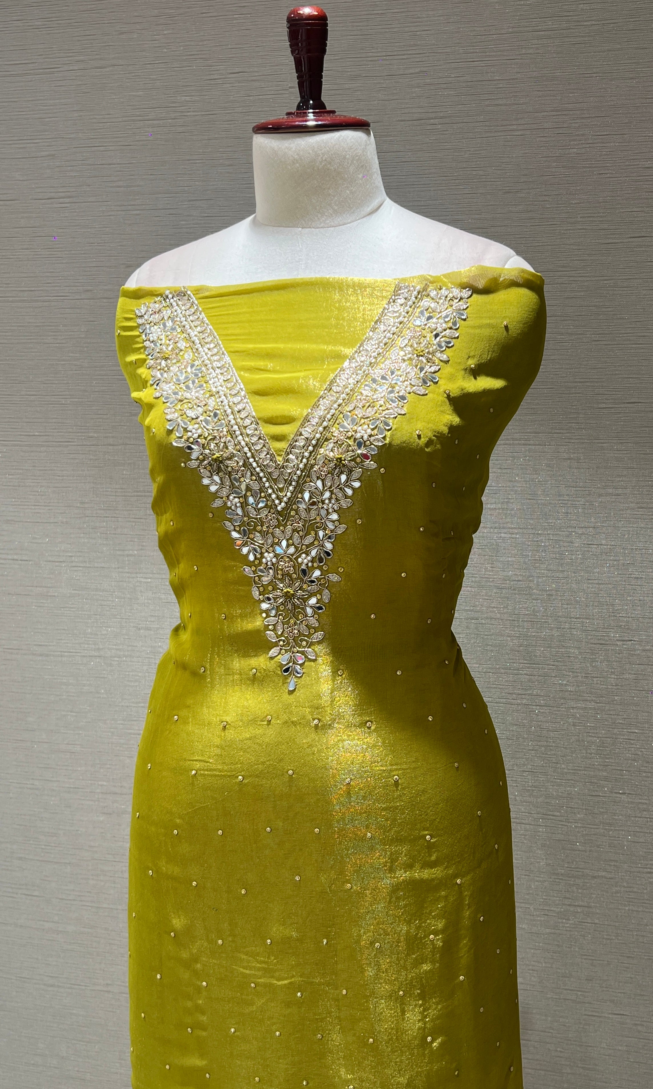 Mehandi Green Party Wear Dress Material