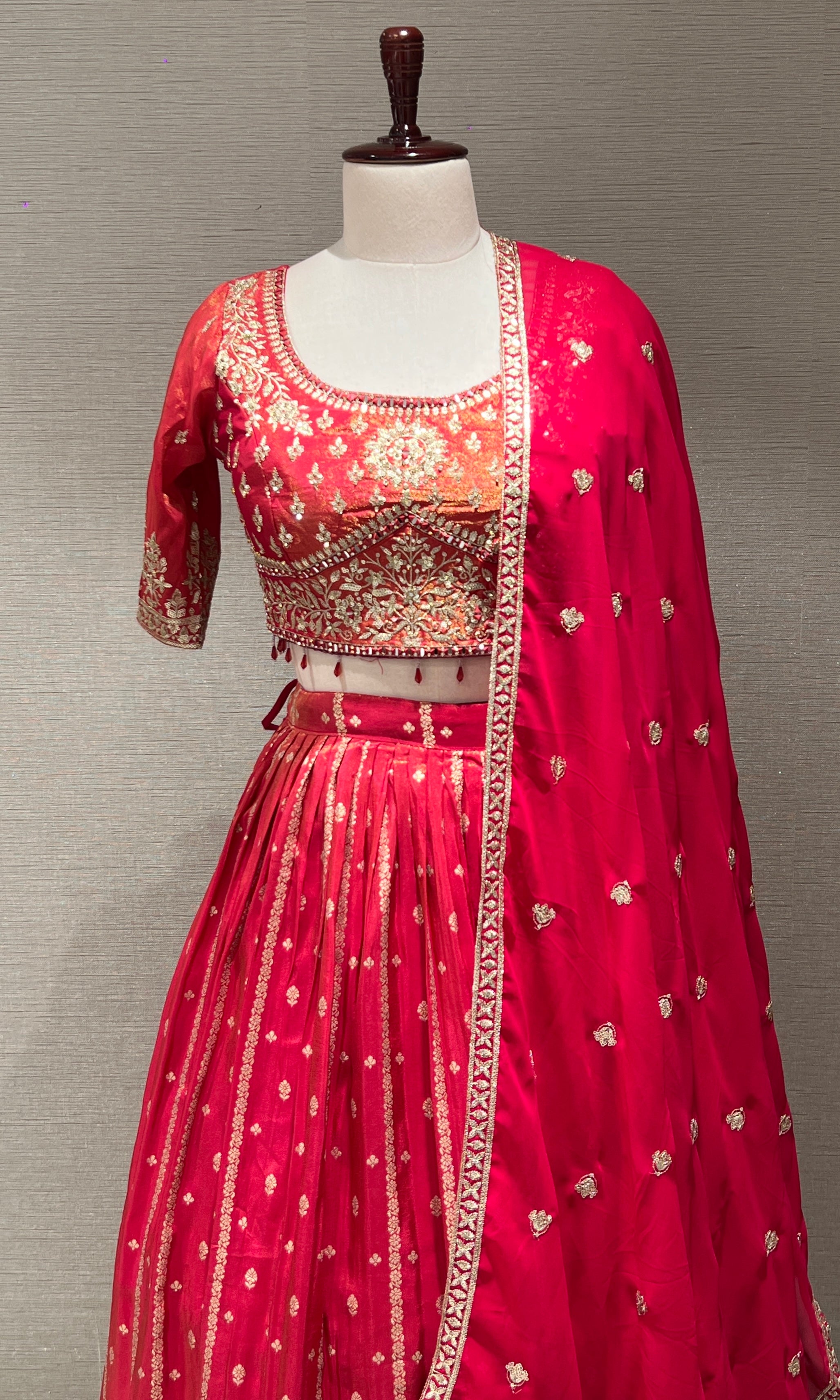 Pink Lehenga with Golden embroidery
