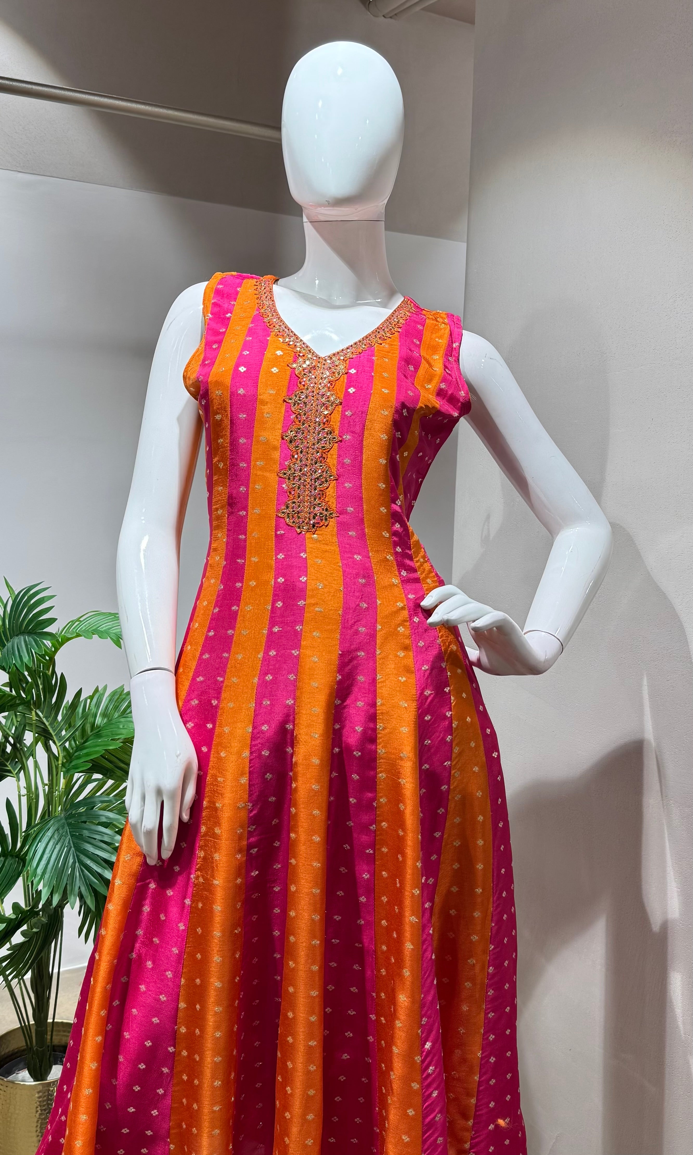 Orange & Pink anarakali dress