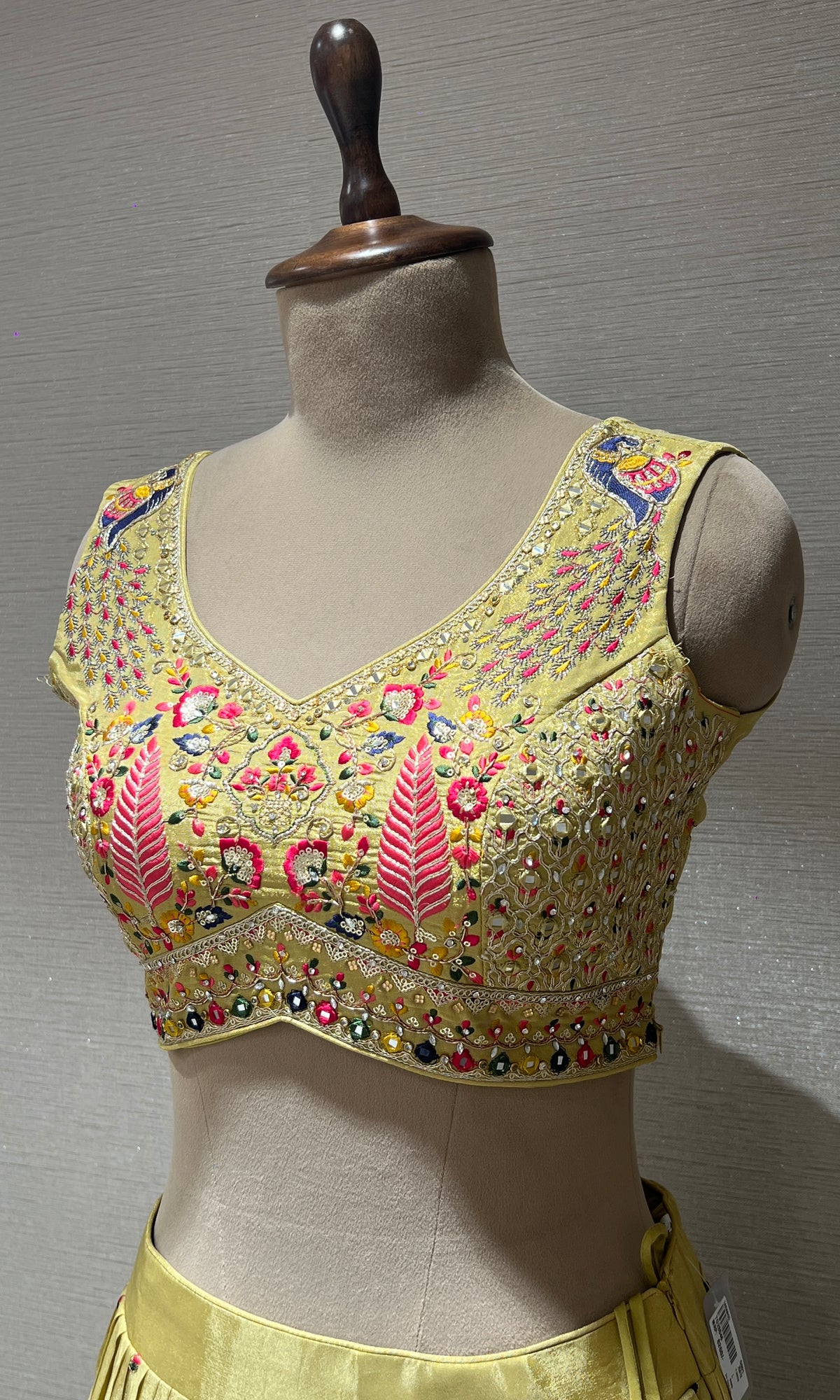 Pista green Floral Embroidered Lehenga