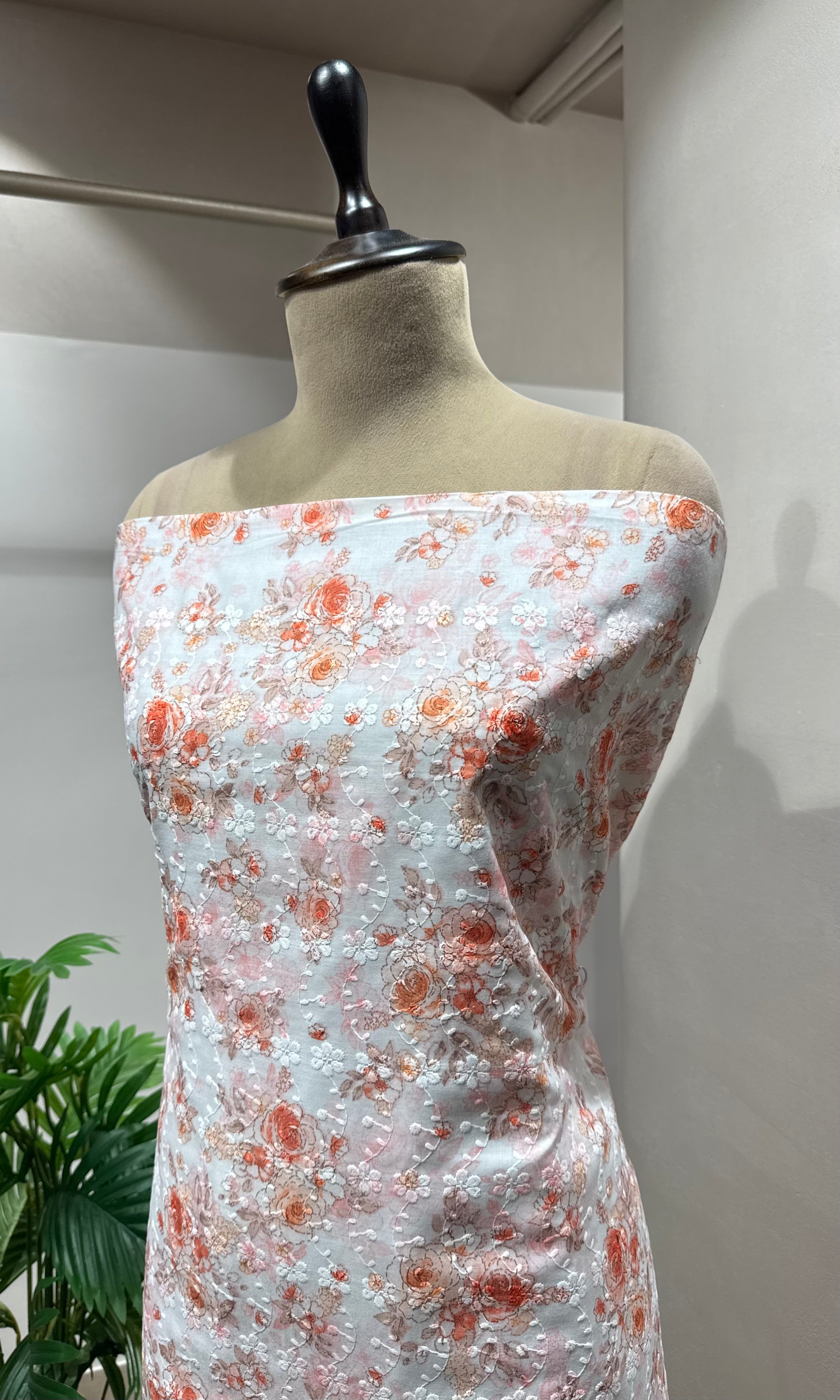 PEACH Georgette Dress Material