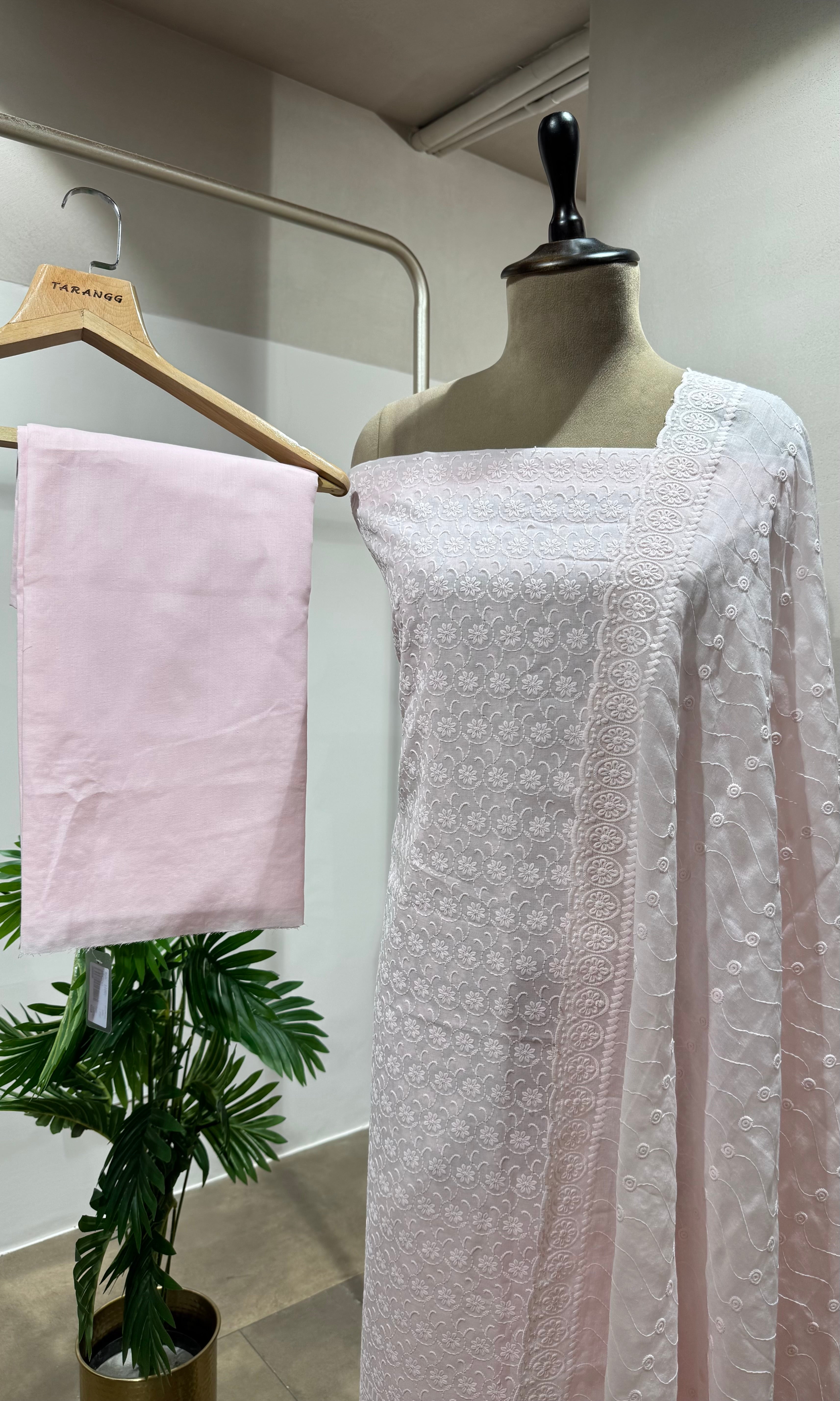 PINK CHIKANKARI DRESS MATERIAL