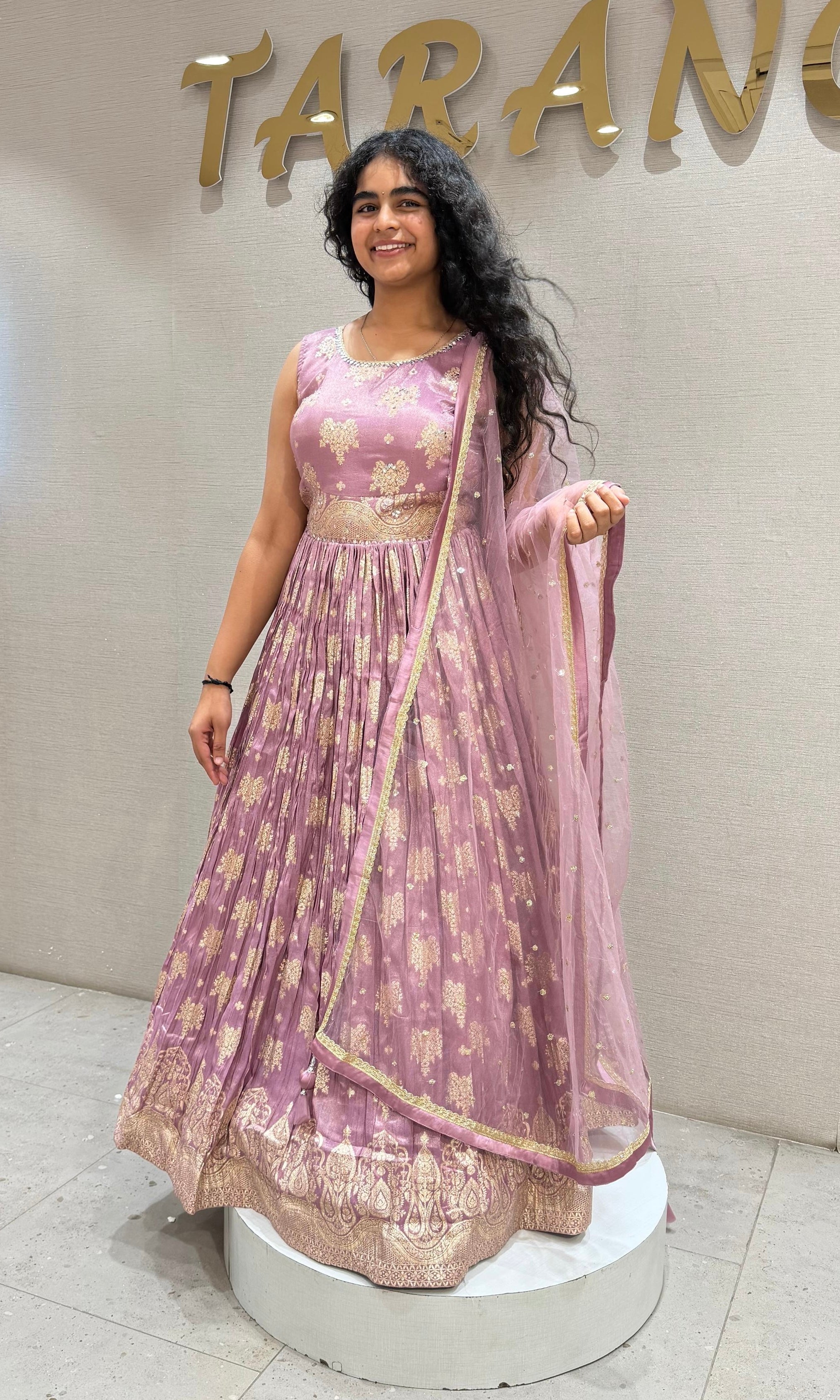 Purple Floral Embroidered Lehenga with Net Dupatta