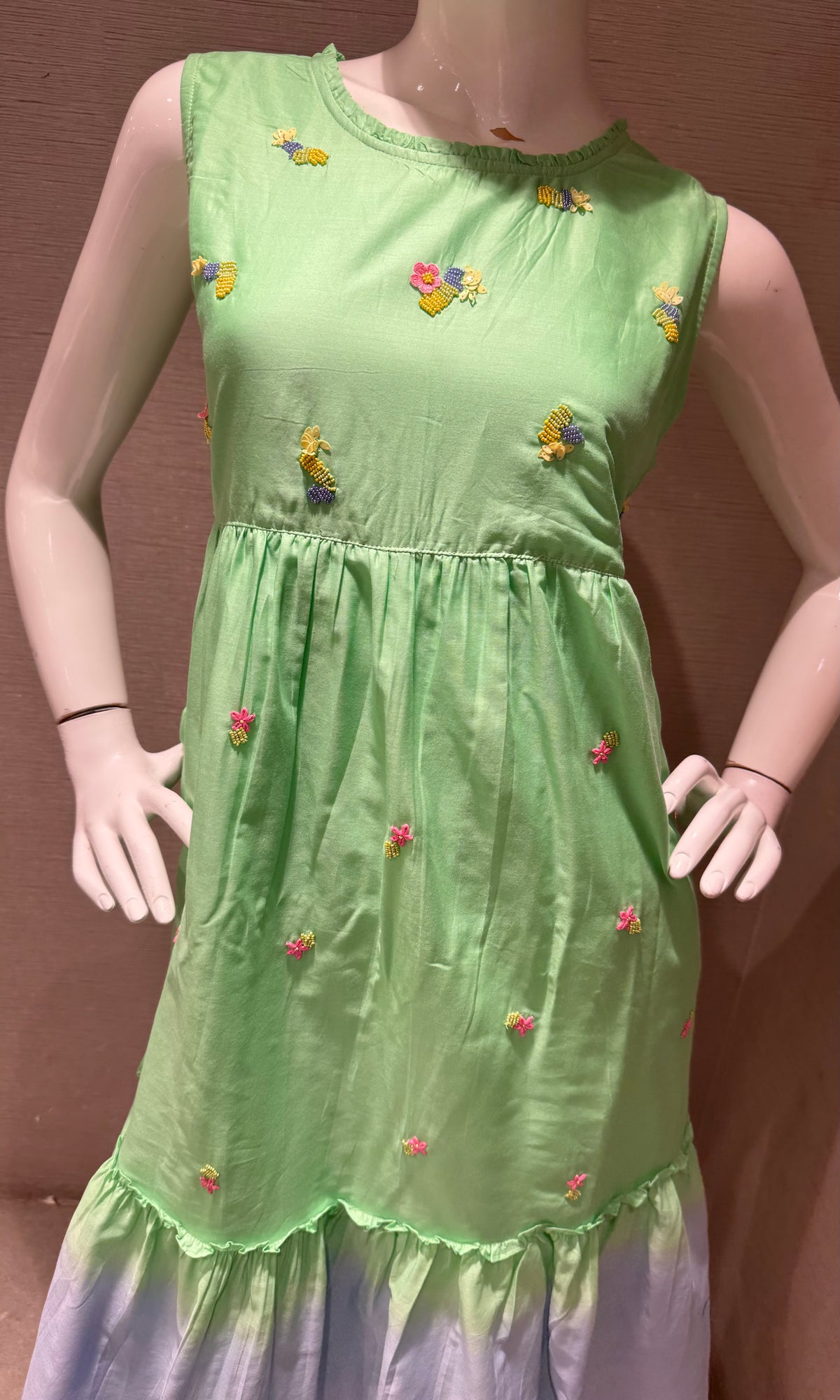 Pista Green to Light Blue Kurta top