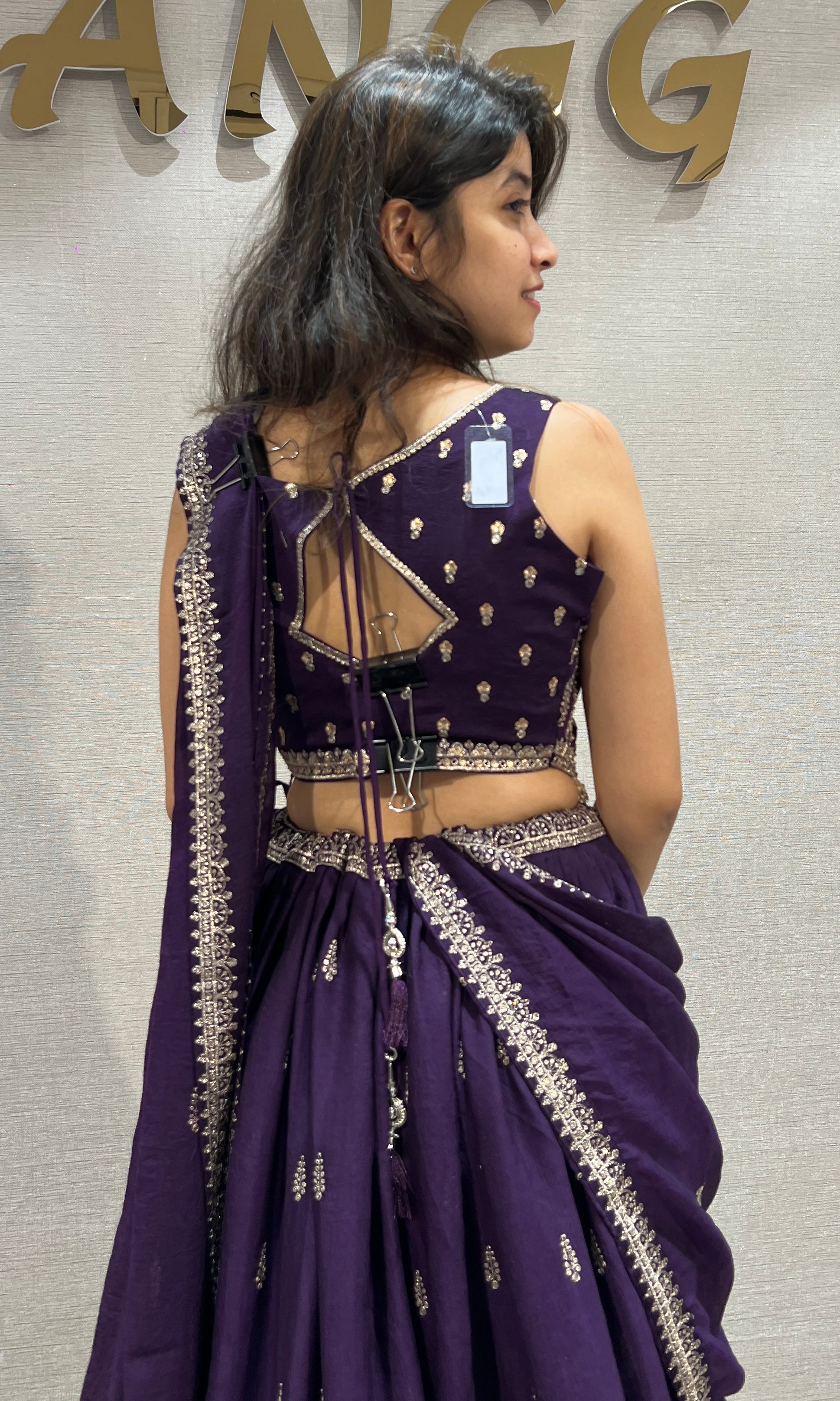 PURPLE Floral Motif Embroidered Lehenga Set