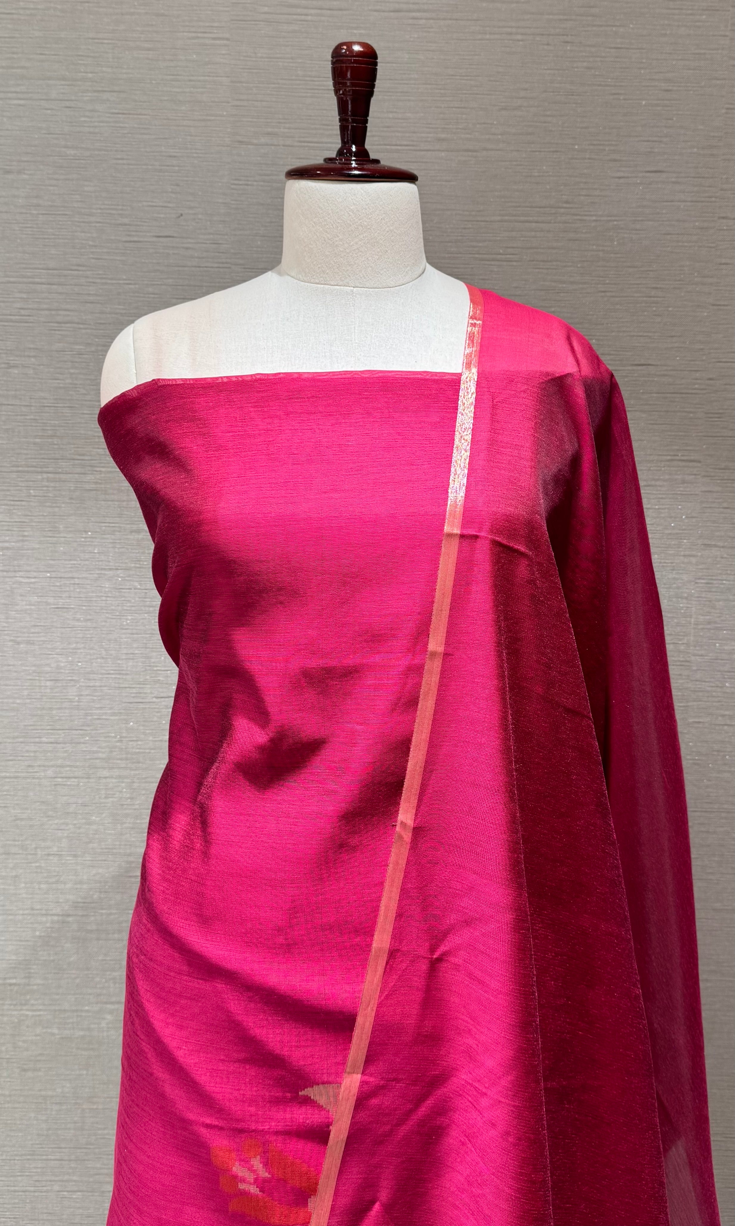 Maroon Magenta Silk-Blend with Floral dress material