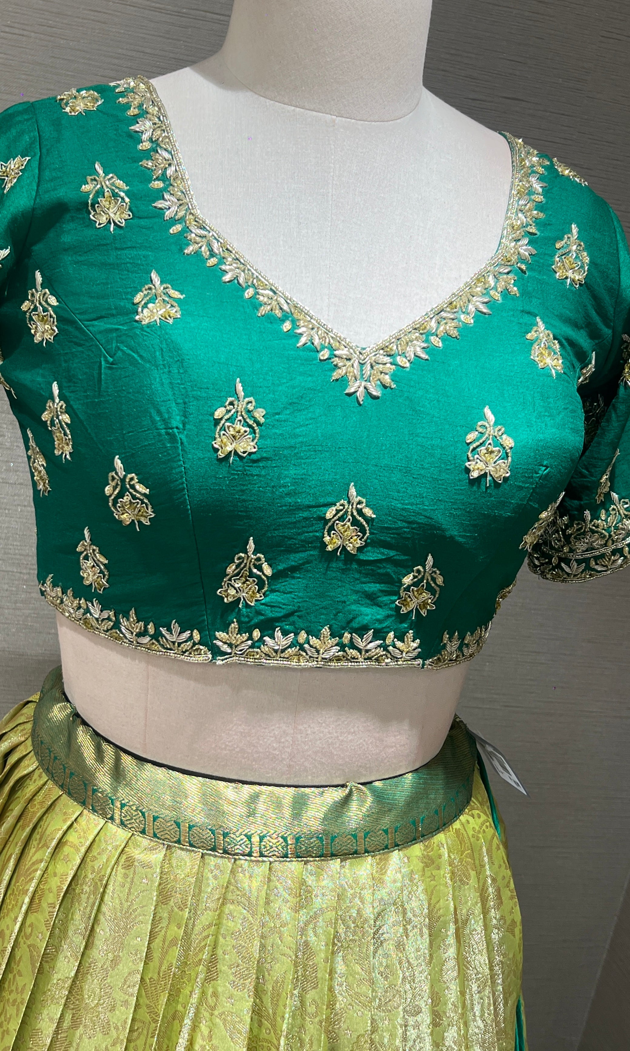 Green Emerald Lehenga WITH RAW SILK DUPATTA