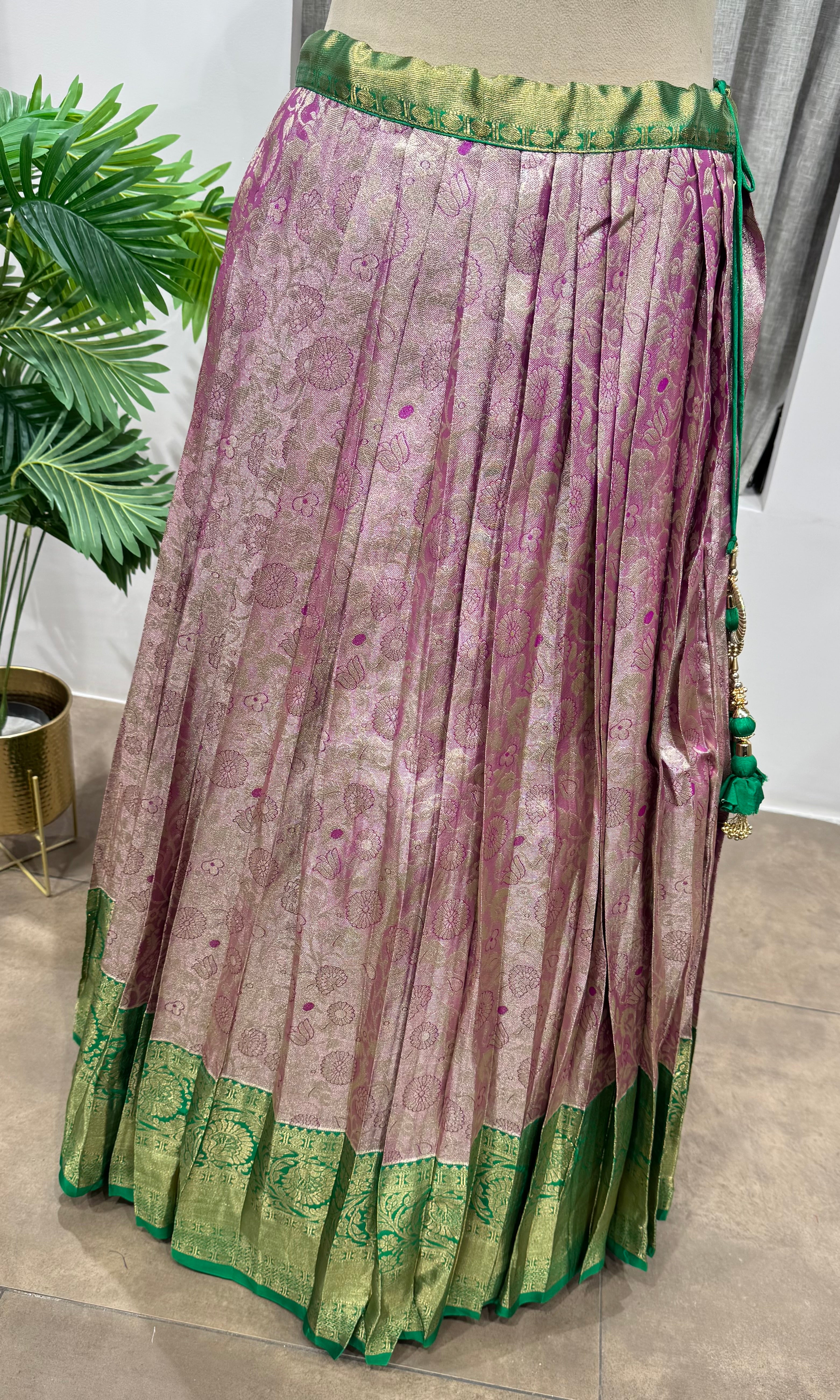 Green kanjivaram pattu lehenga