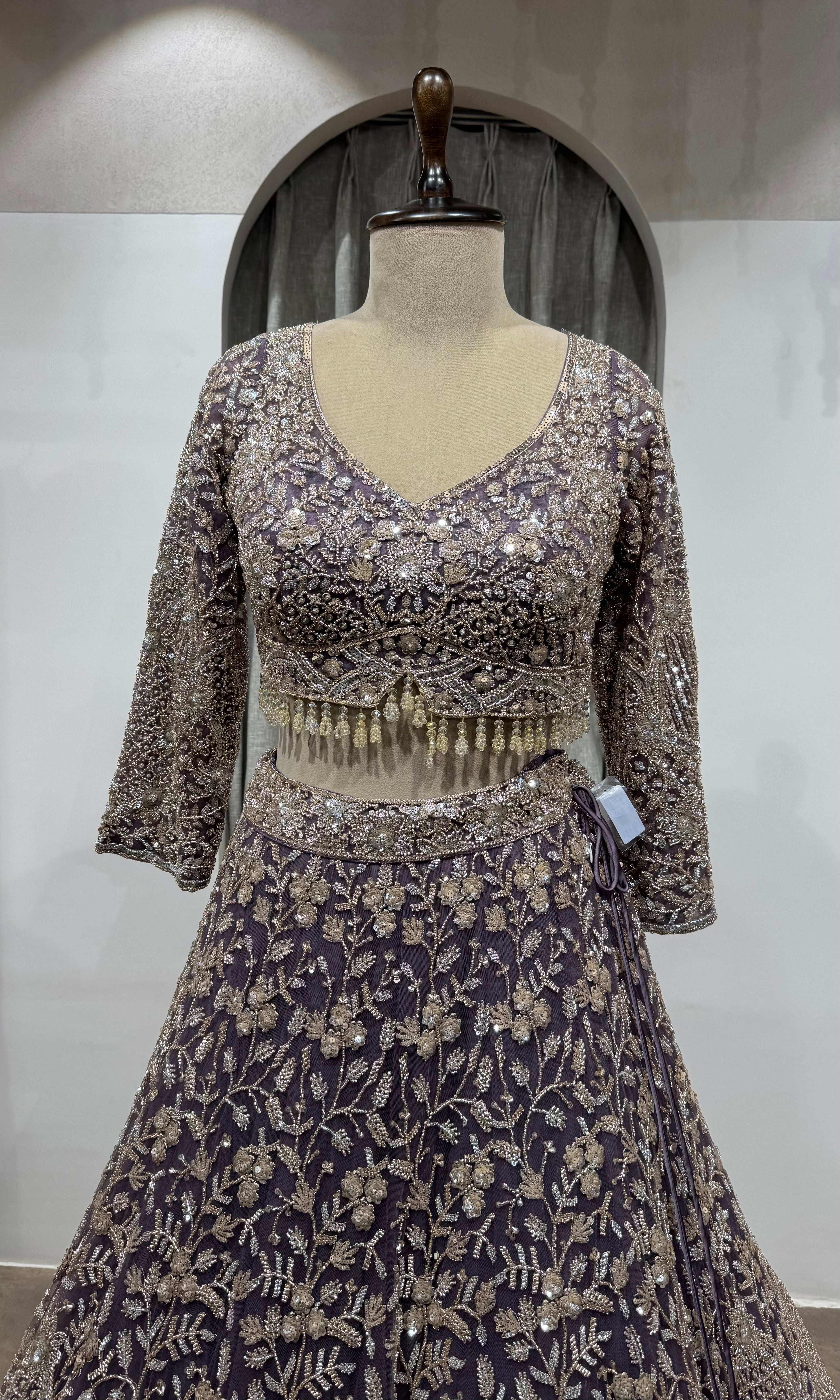 Light Purple Sequin Embellished Bridal Lehenga