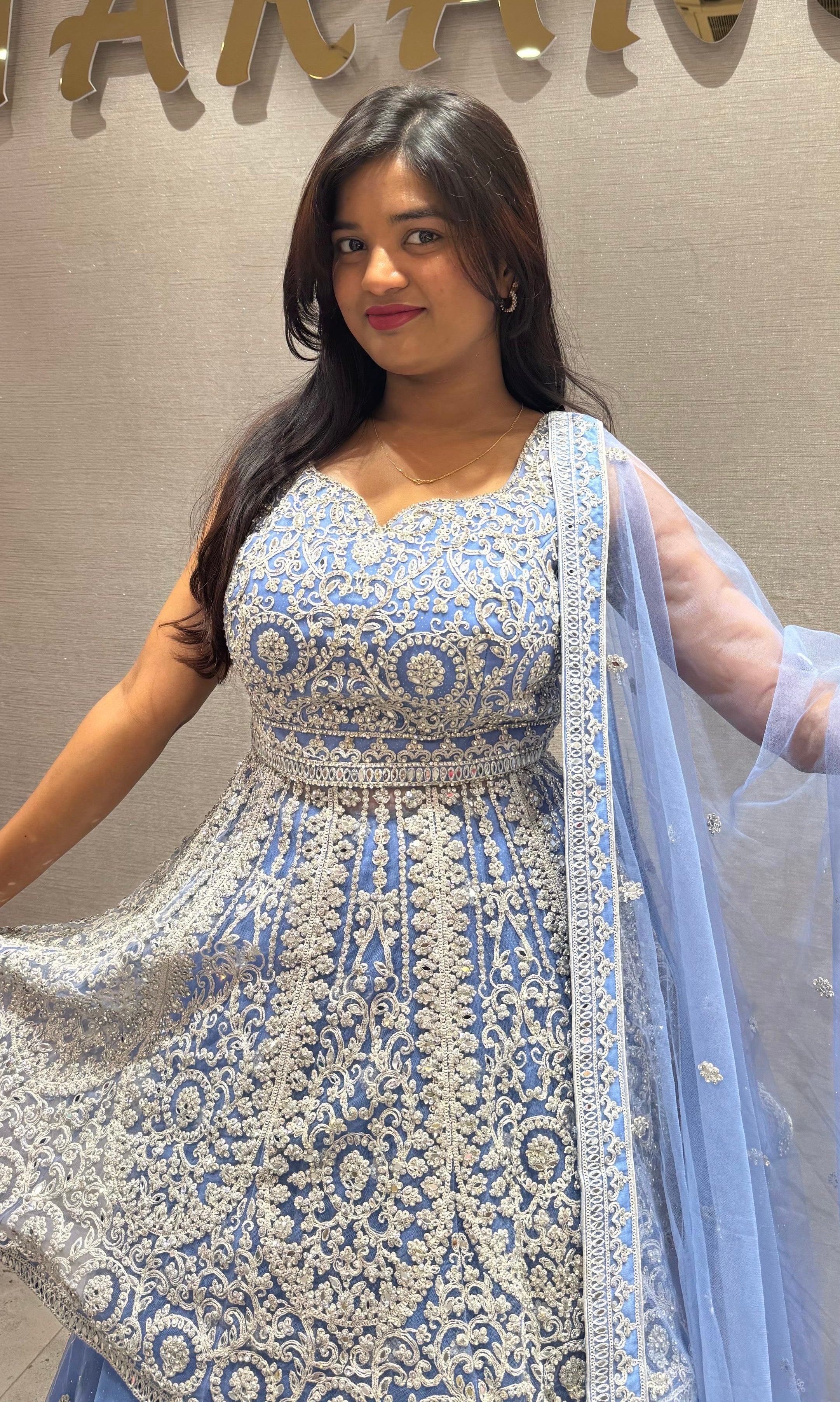 Light Blue lehenga with peplum