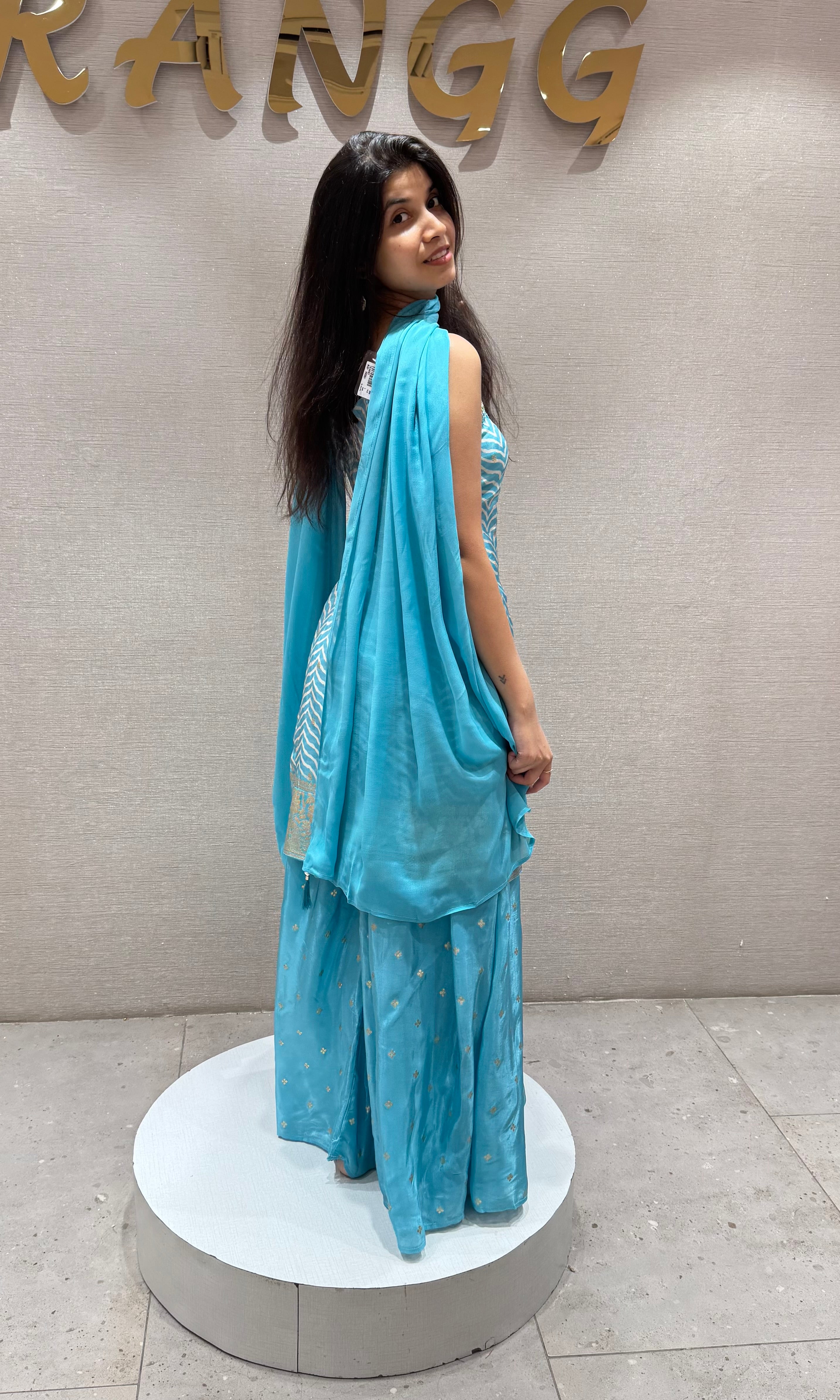 LIGHT Blue Silk Sharara set