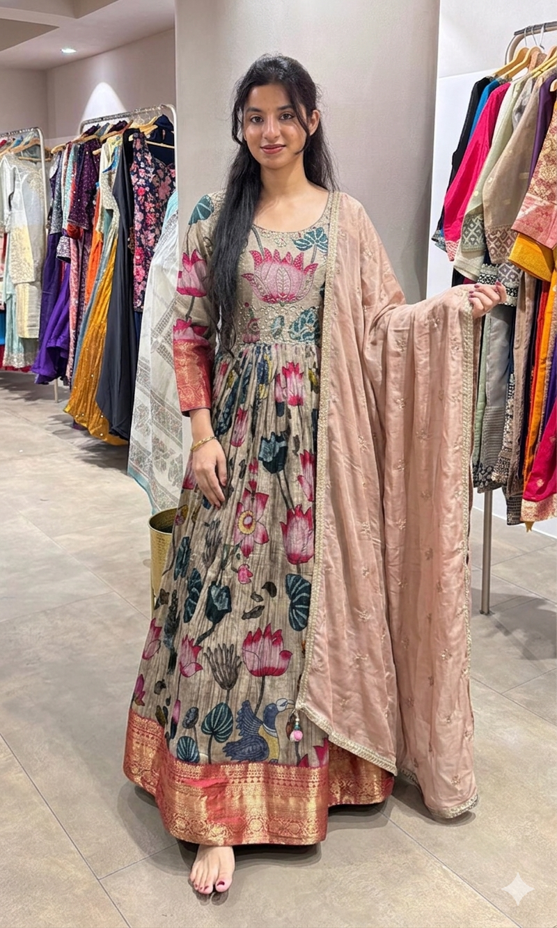 Multi FLORAL kalamkari Anarkali
