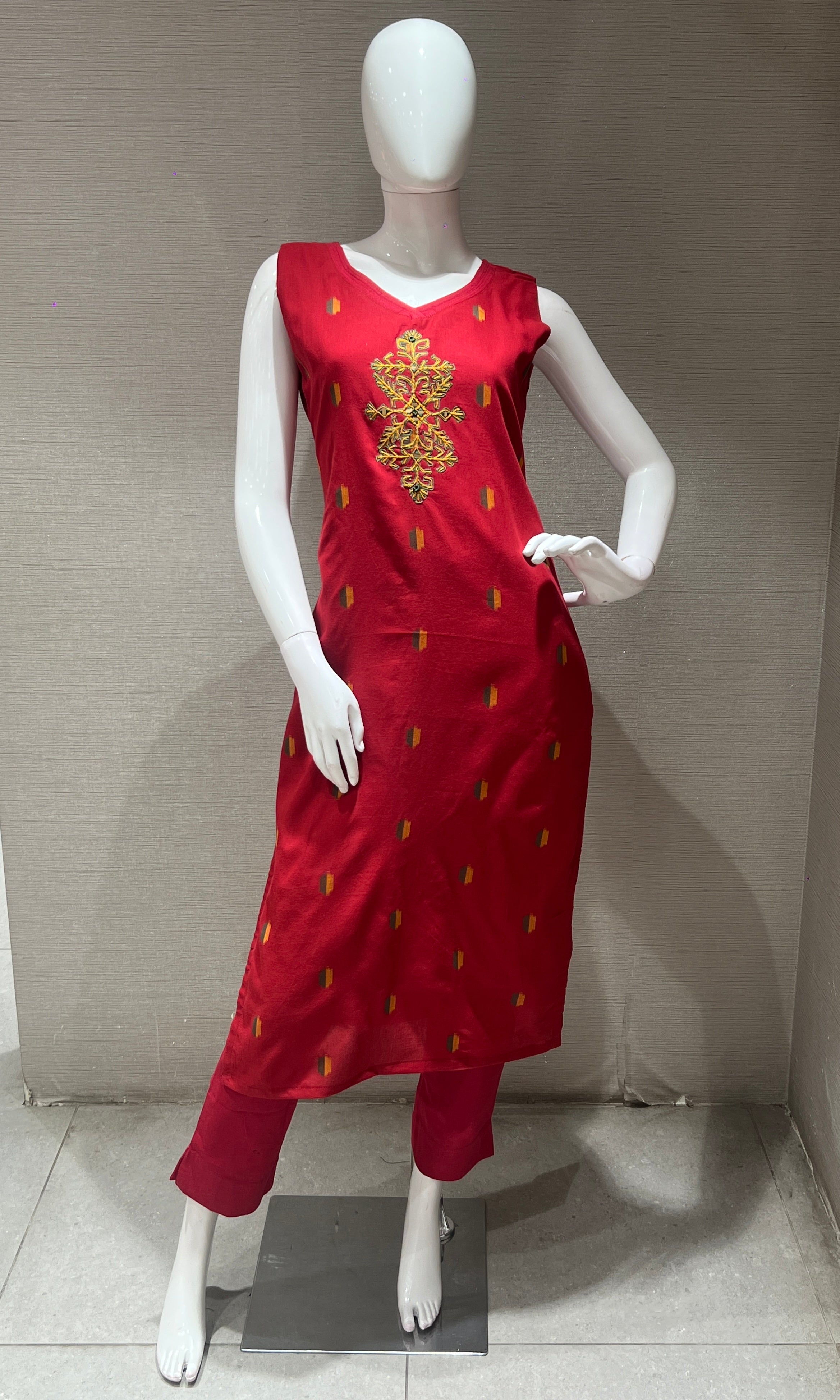 Maroon ETHNIC kurta set WITH DUPATTA