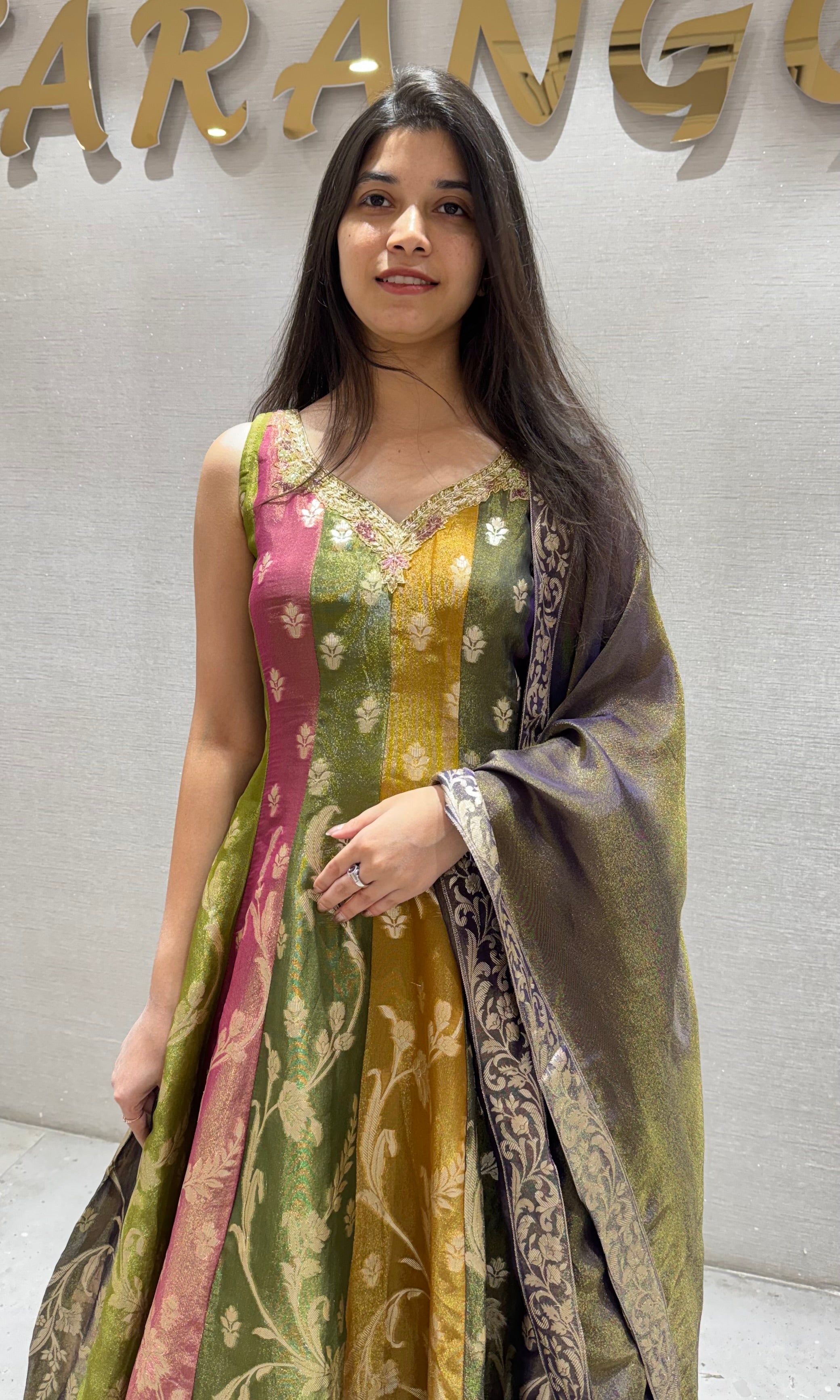 Multi FLORAL BANARASI ANARKALI SET