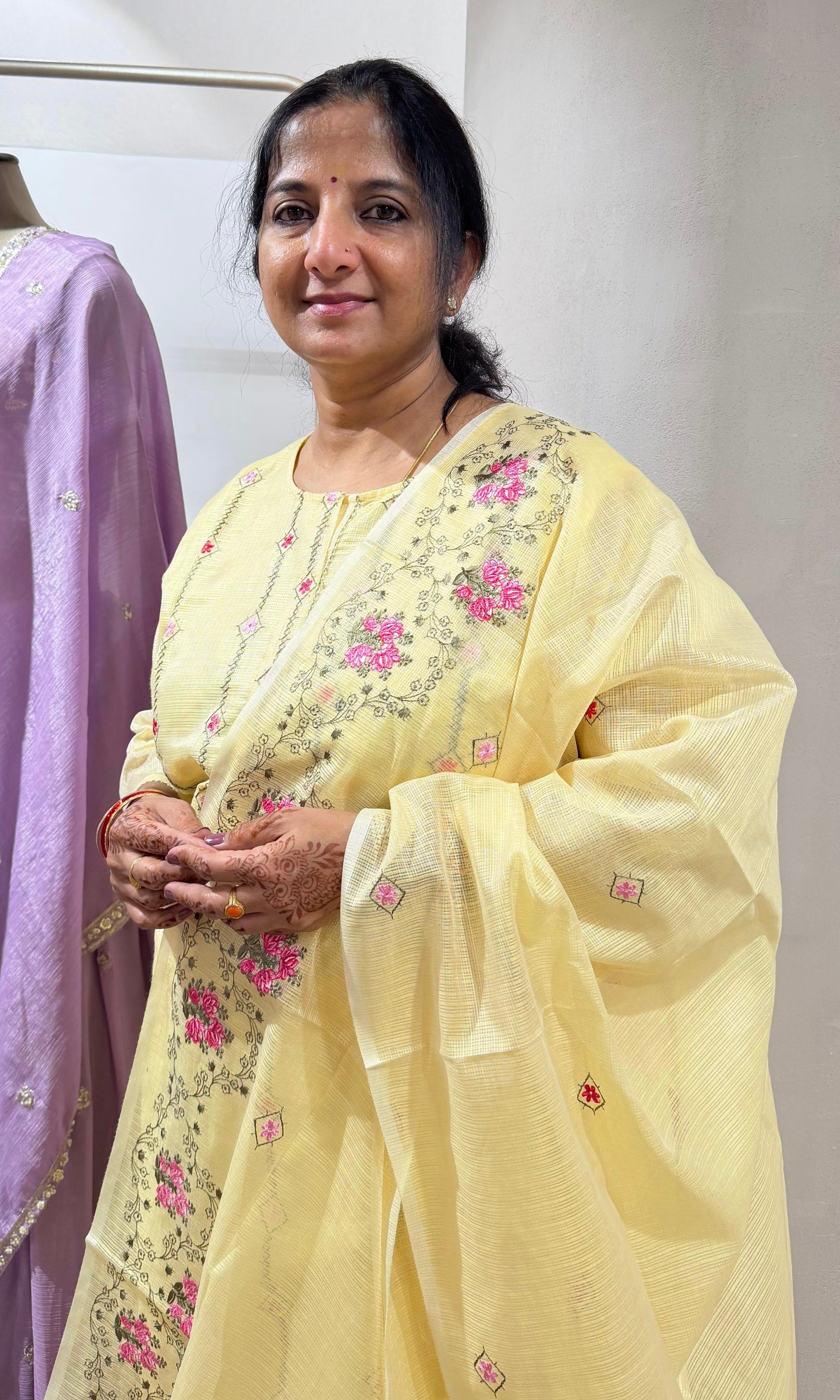 Yellow FLORAL MOTIF kurta set
