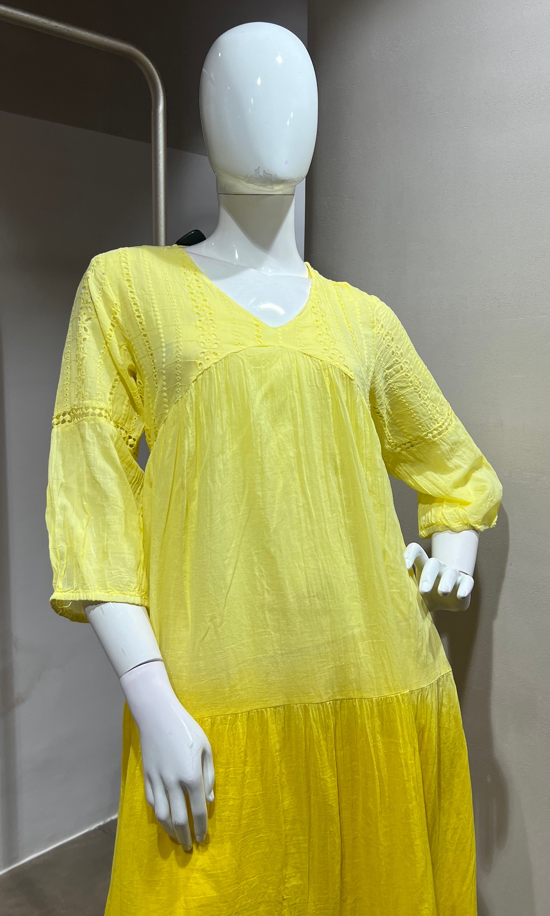 Sunshine Yellow Ombre Tiered Midi Dress