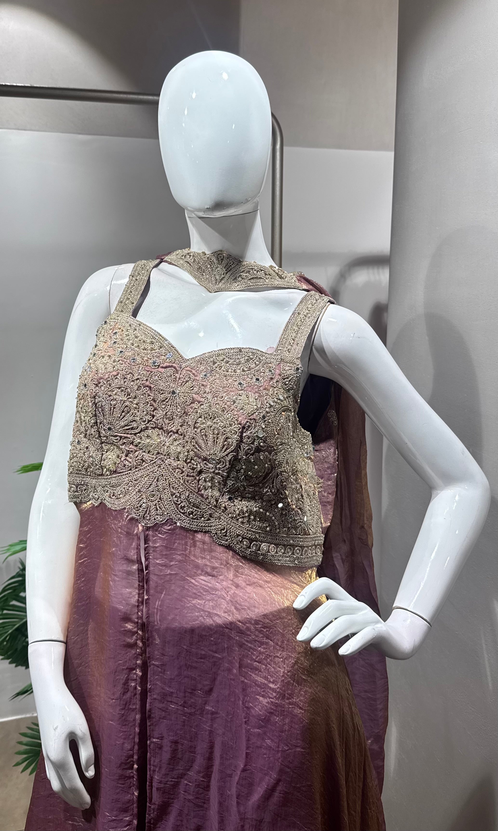 Pink Embroidered Front-Slit Anarkali set