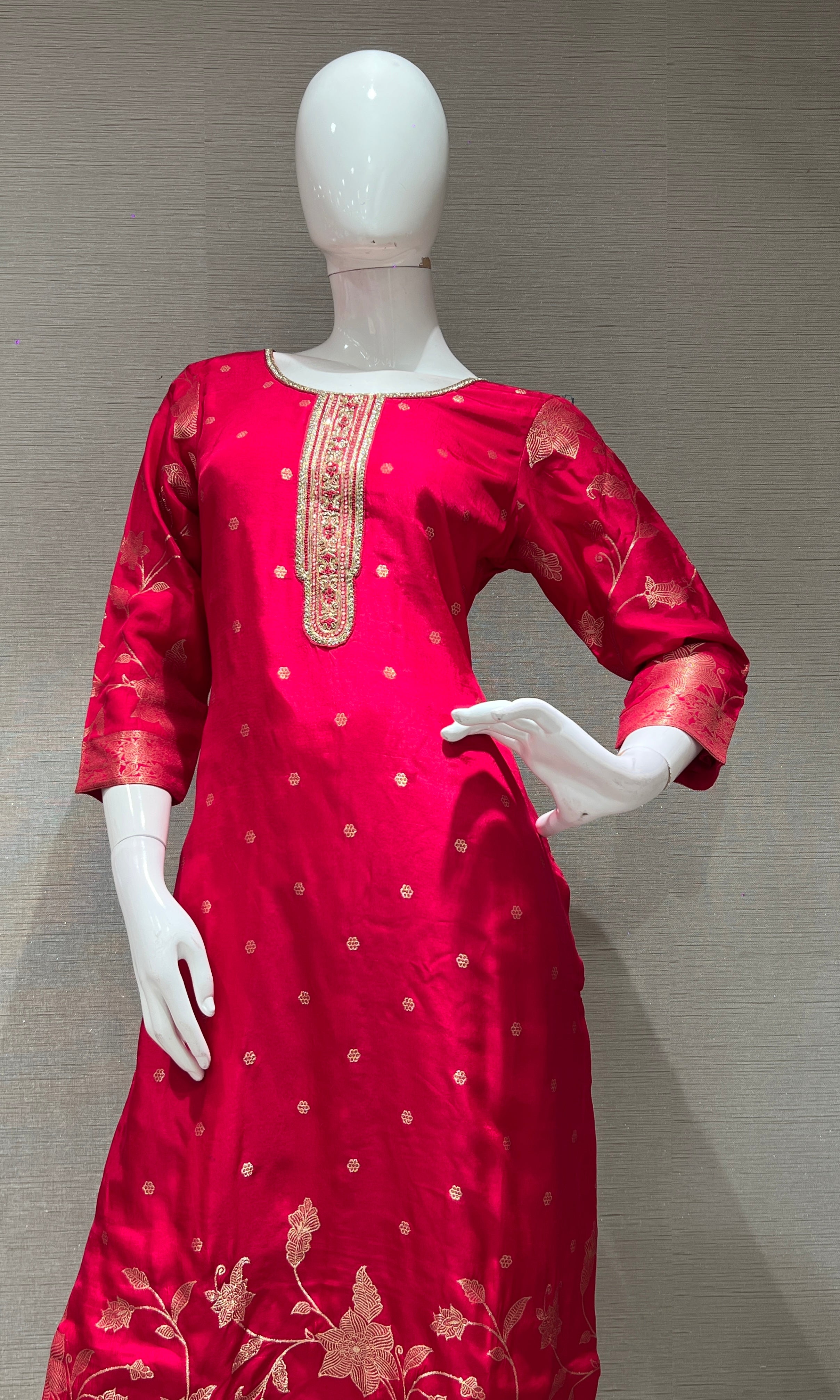 RANI PINK EMBROIDERED KURTA SET