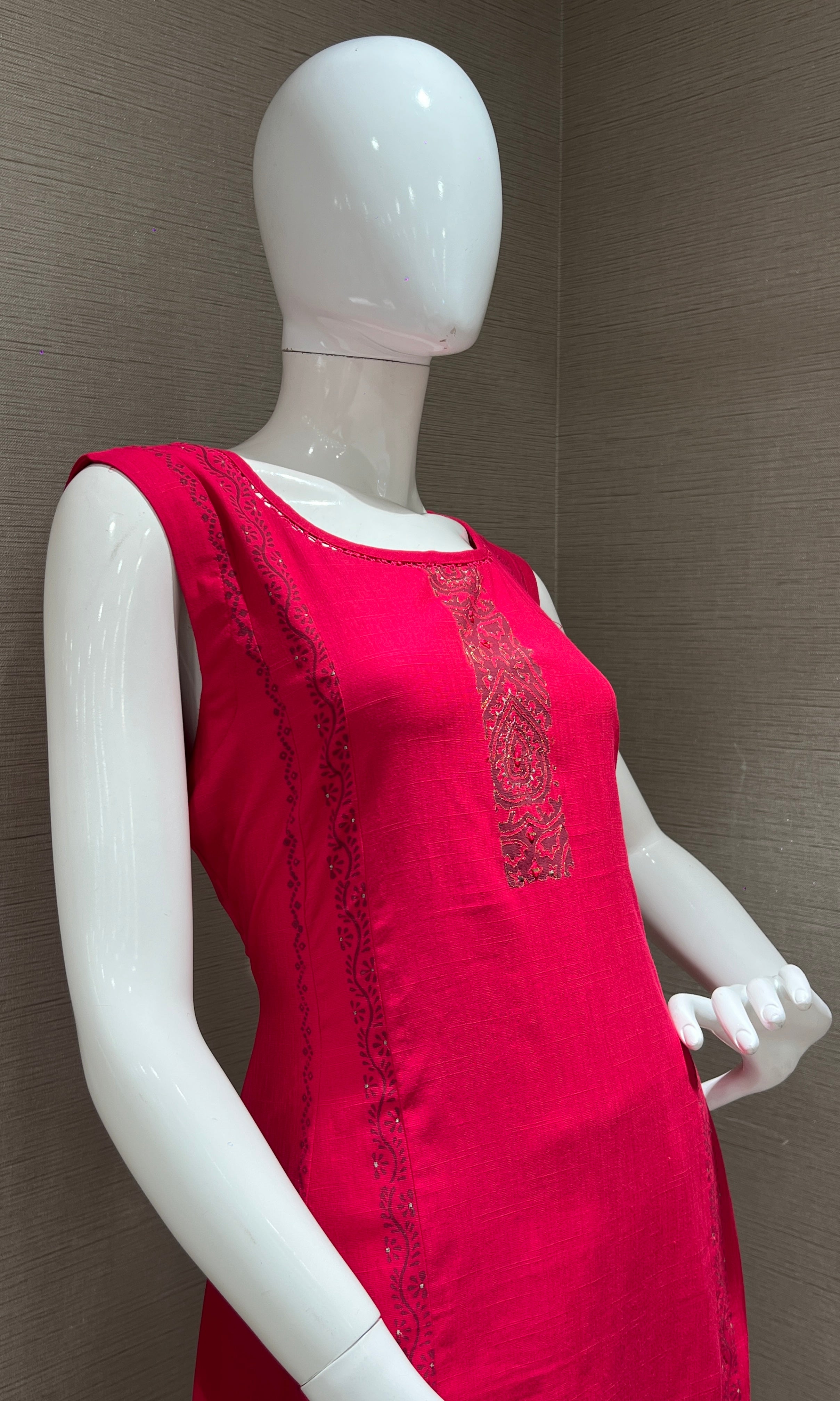 Rani pink Kurti top with bottom