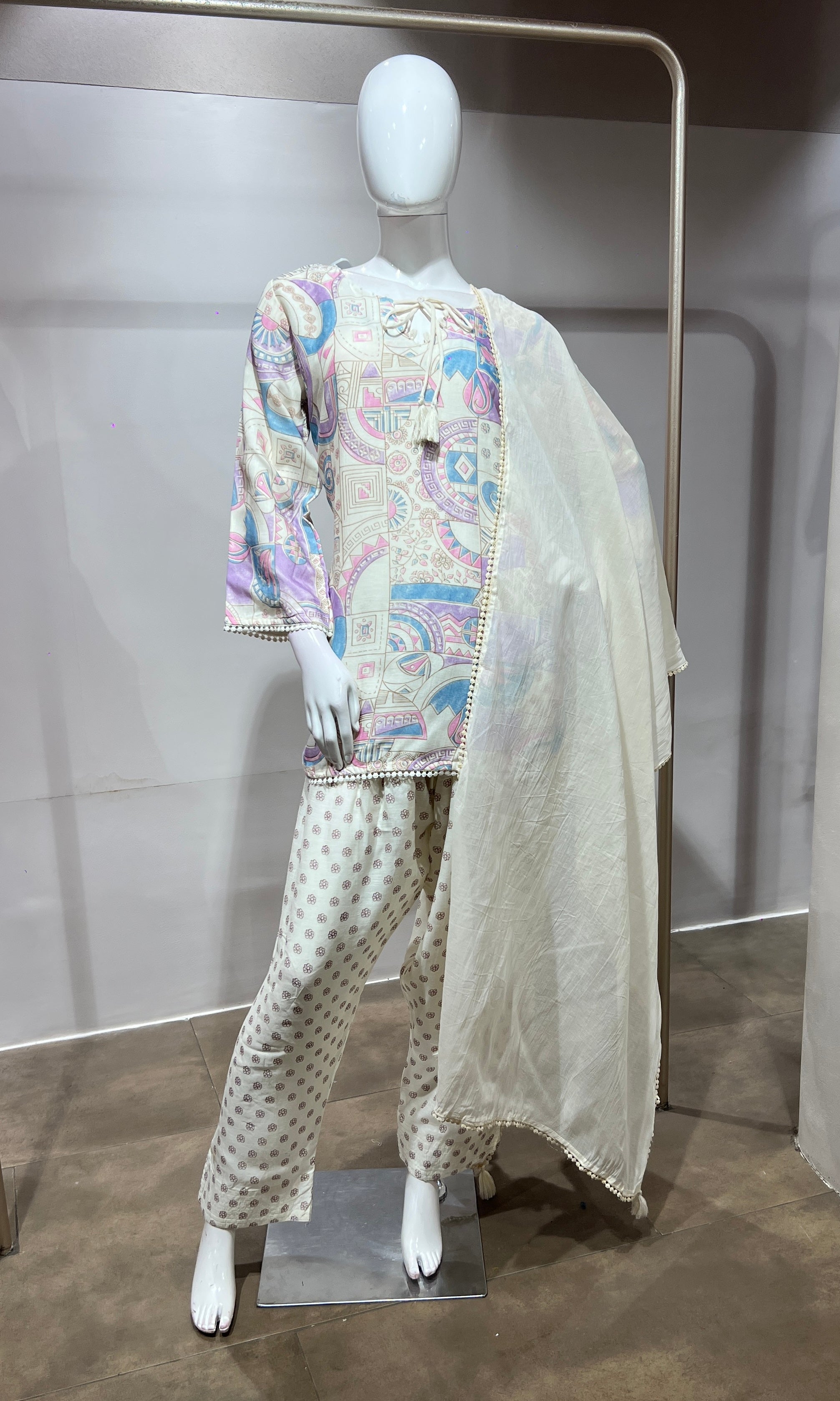 Purple Pastel Floral Printed Farsi salwar
