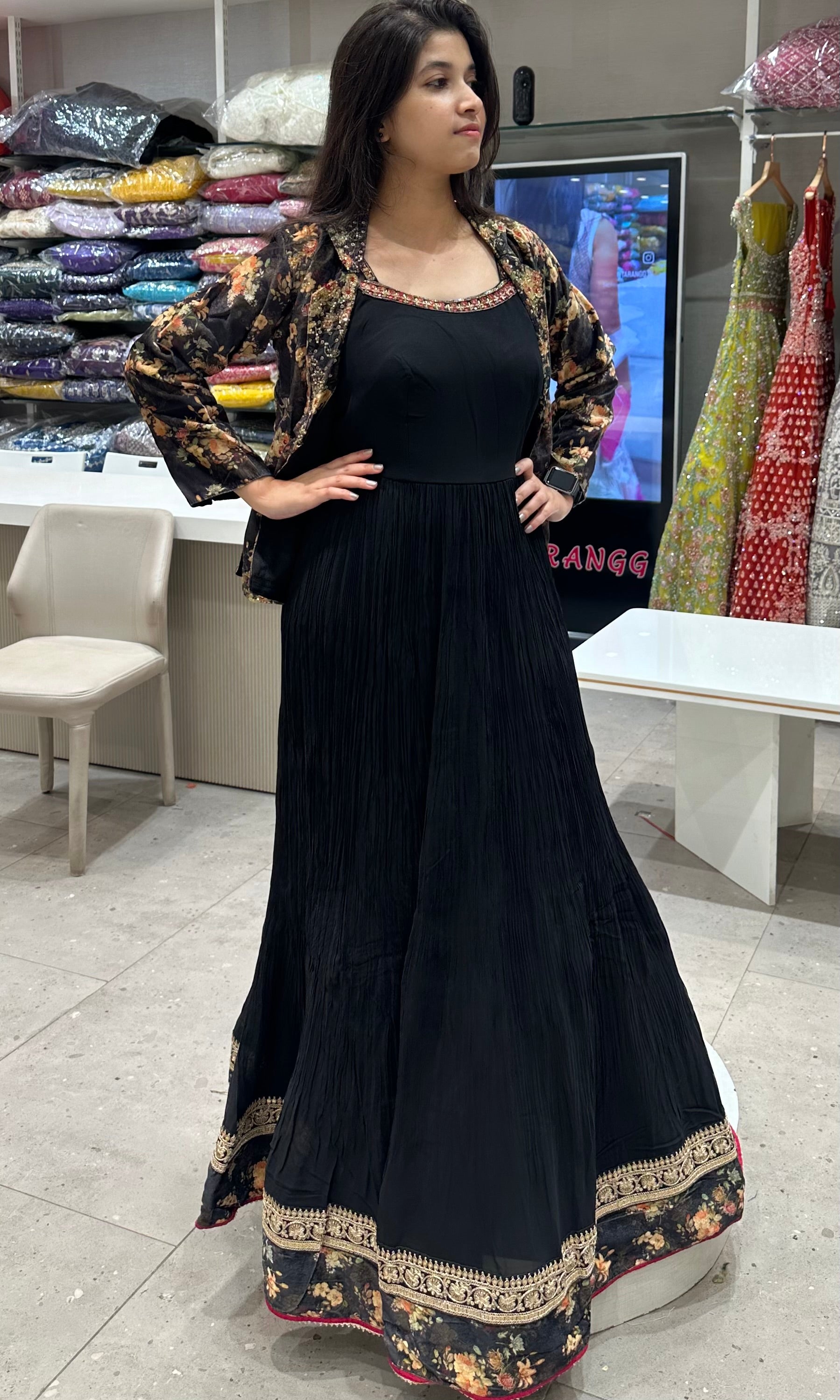 Black long dress with coat